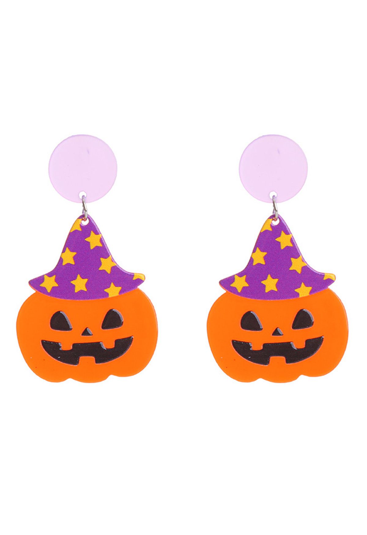 Starry Pumpkin Witch Acrylic Earrings