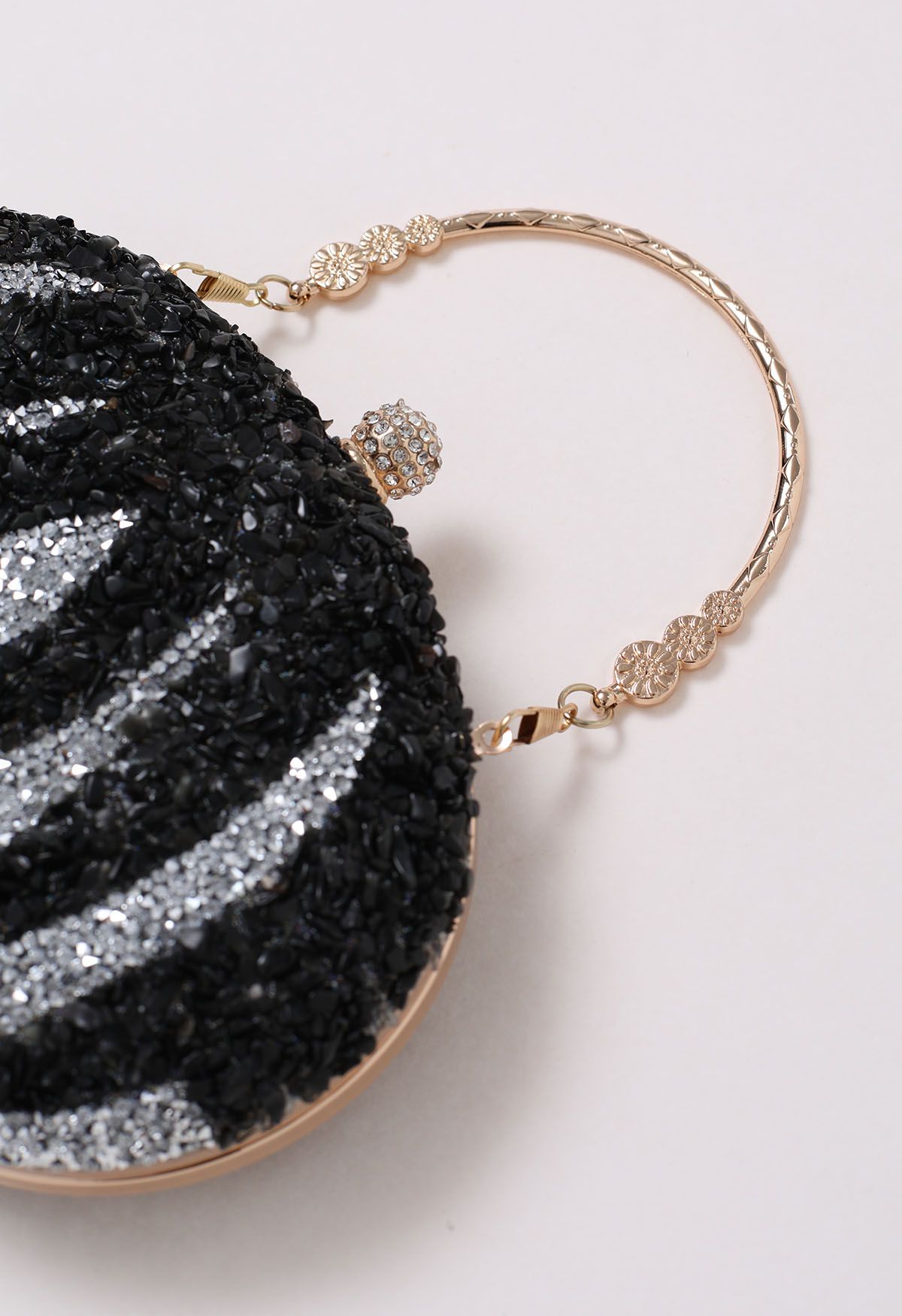 Rhinestone Pumpkin Oval Clutch in Black