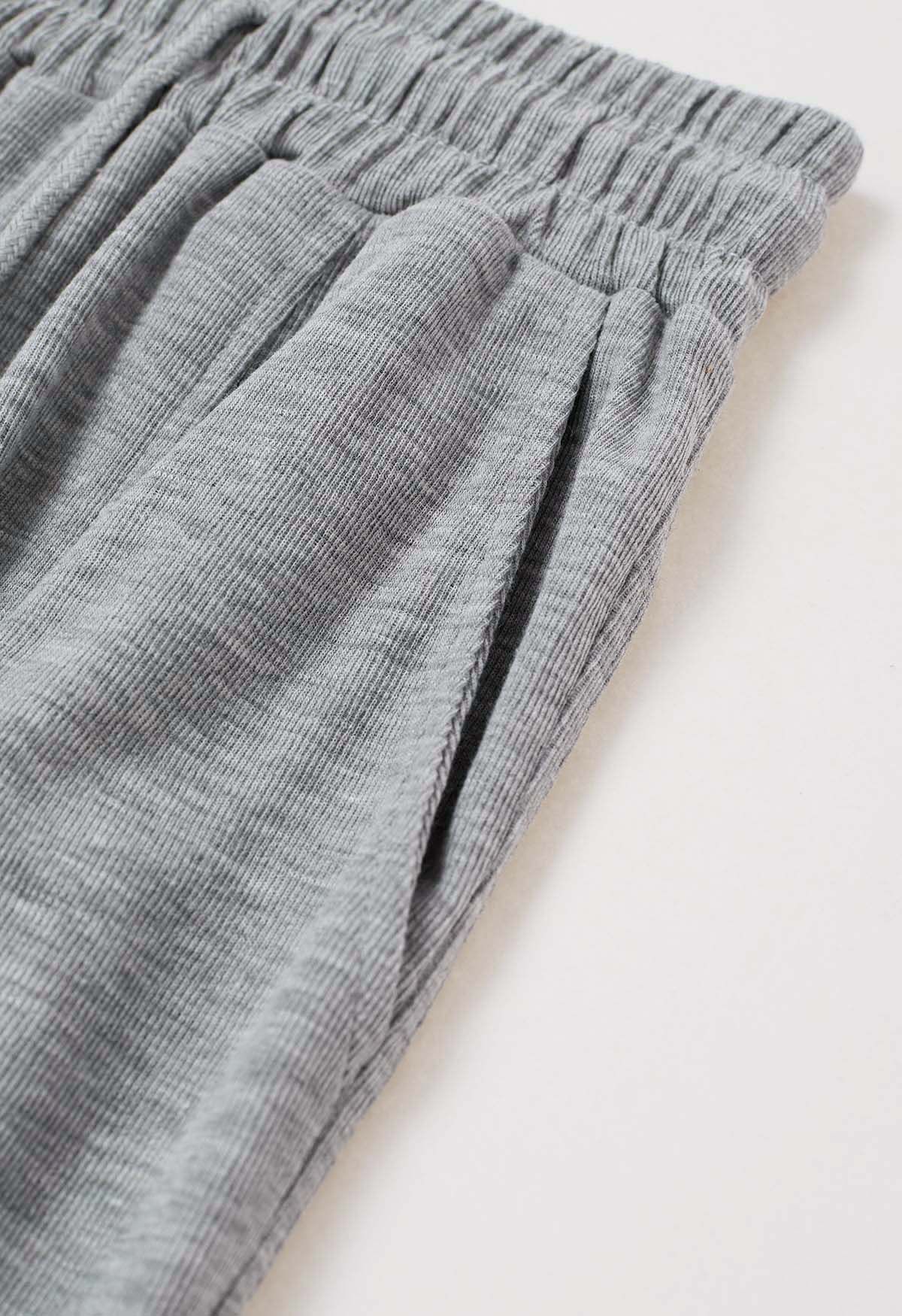 Ankle Zip Drawstring Lounge Pants in Grey