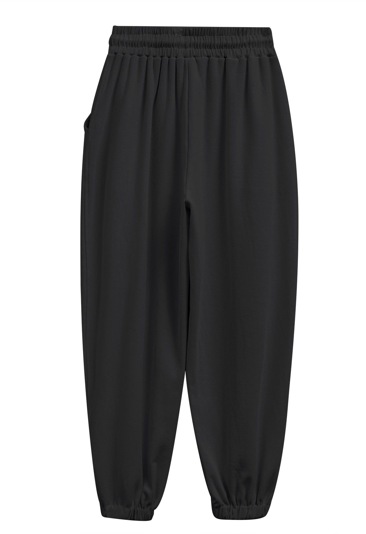 Ankle Zip Drawstring Lounge Pants in Black