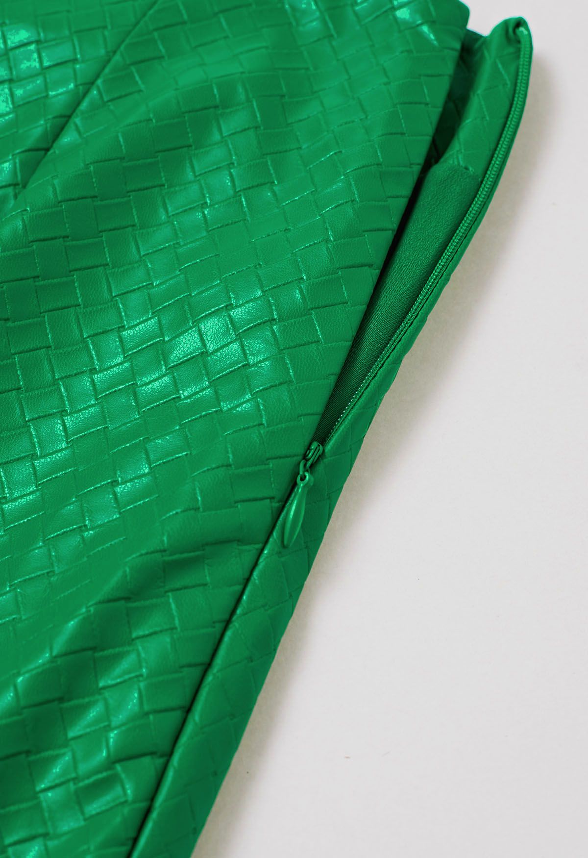 Green Faux Leather Mini Bud Skirt