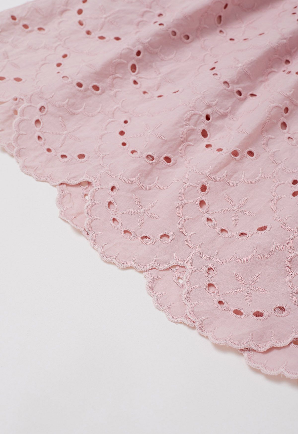 Blossoming Wave Eyelet Embroidered Skirt in Pink