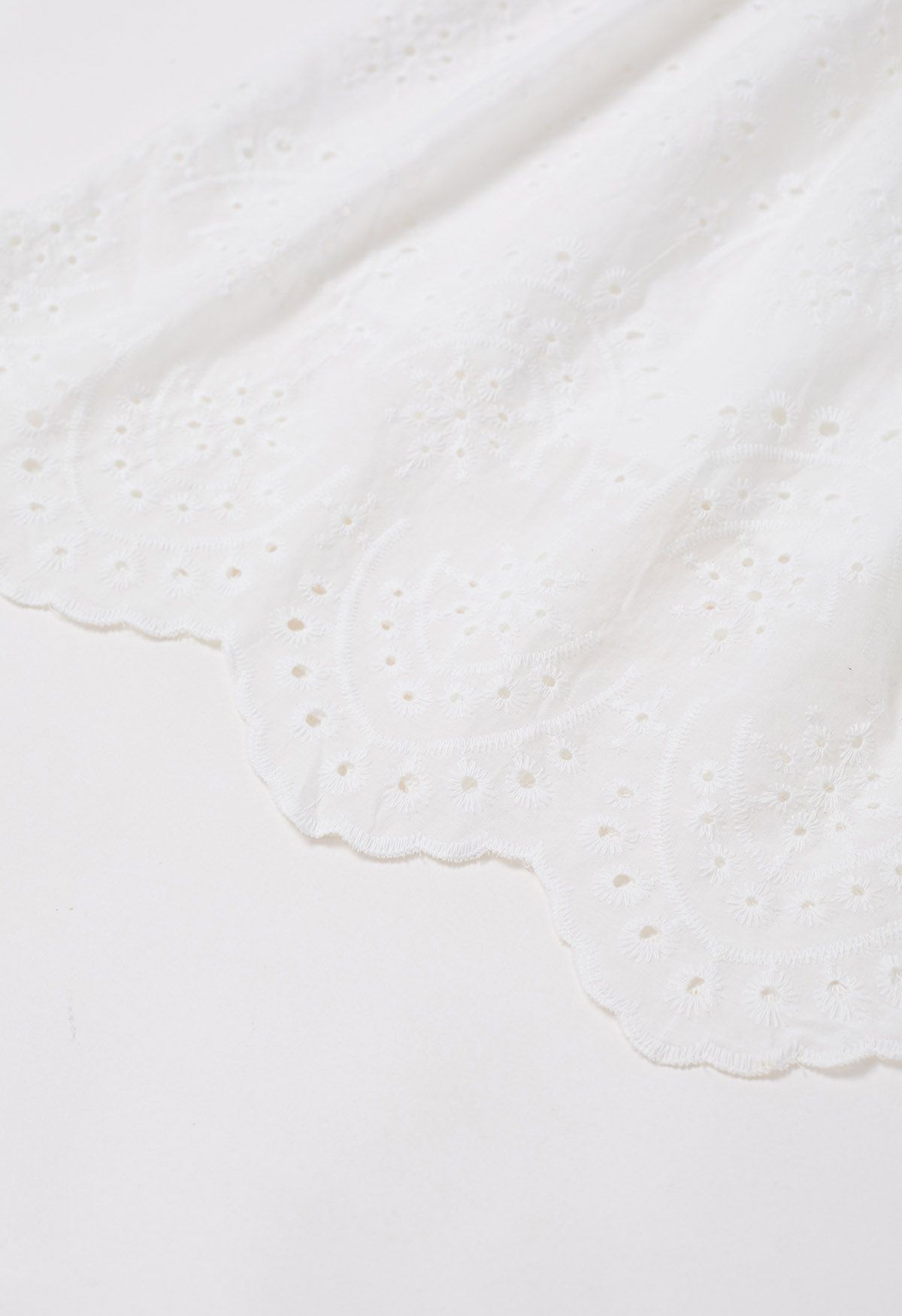 Blossoming Wave Eyelet Embroidered Skirt in White