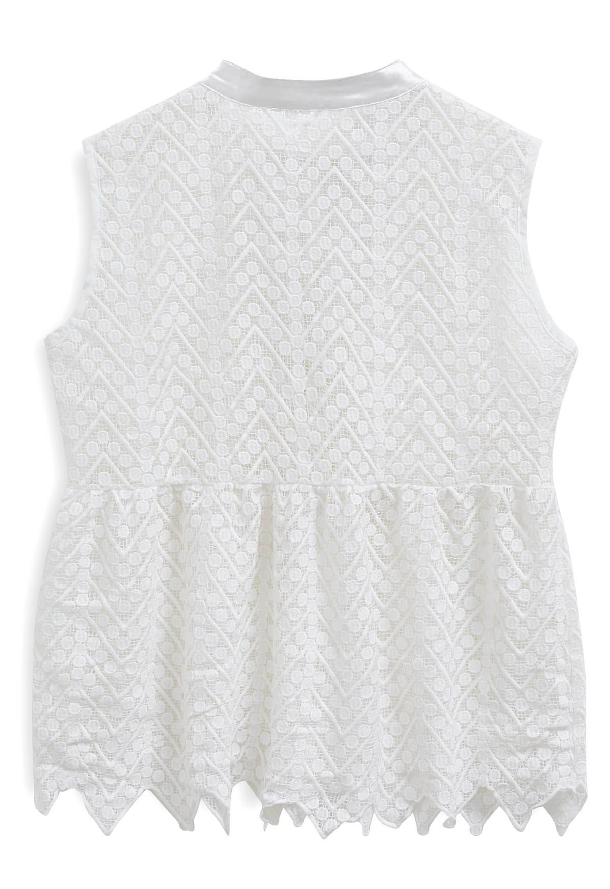 Crochet Cutwork Tie String Sleeveless Top