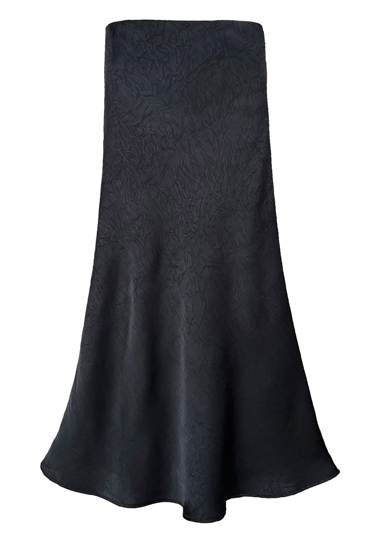 Satin Embossed Texture Mermaid Maxi Skirt in Black