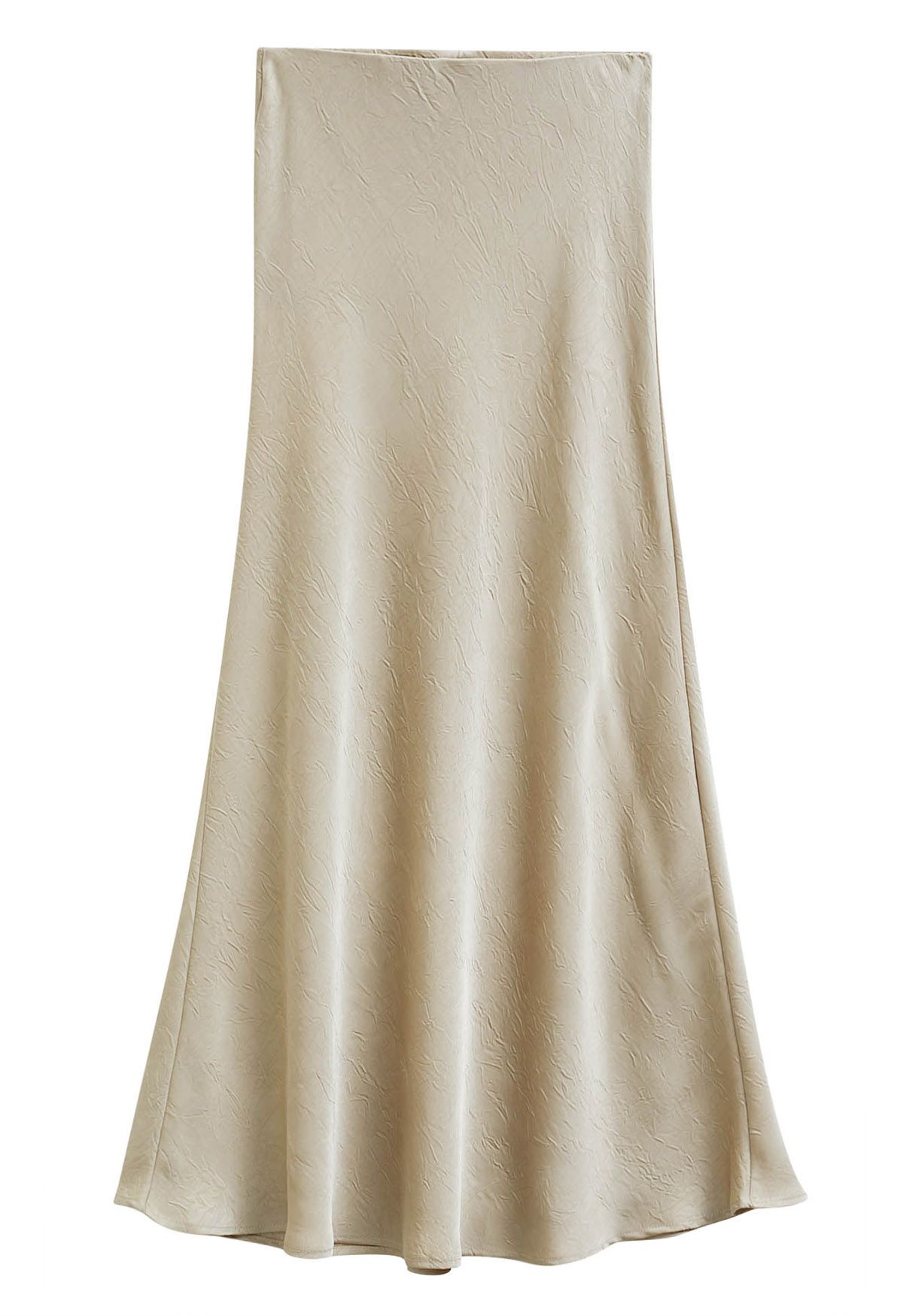 Satin Embossed Texture Mermaid Maxi Skirt in Champagne