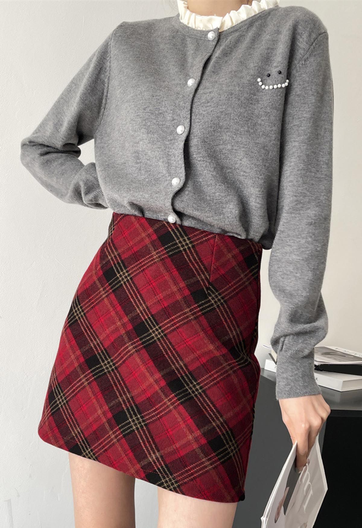 Scottish Charm Tartan Mini Skirt in Red