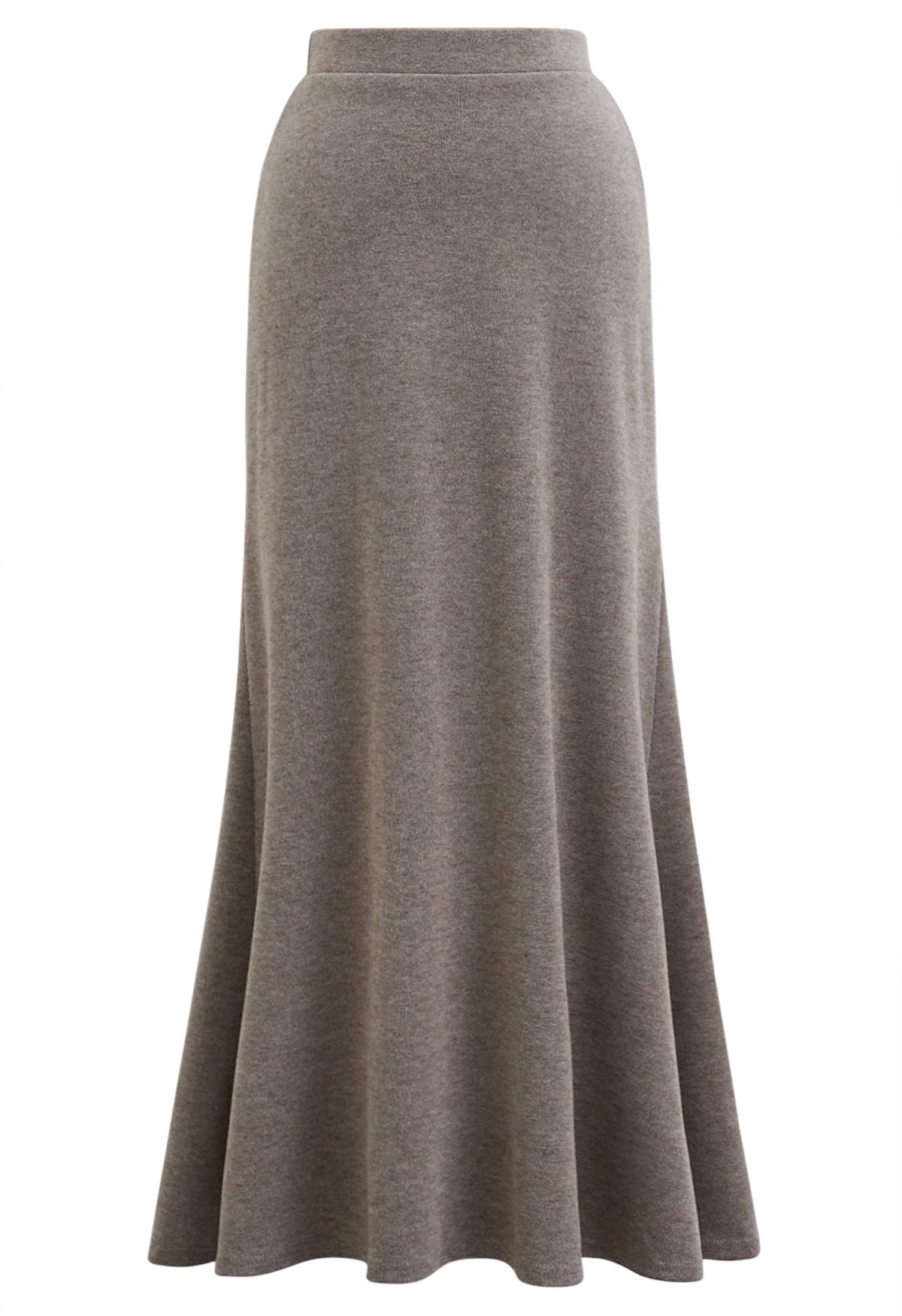 Soft Swirl Elegance Flare Maxi Skirt in Taupe