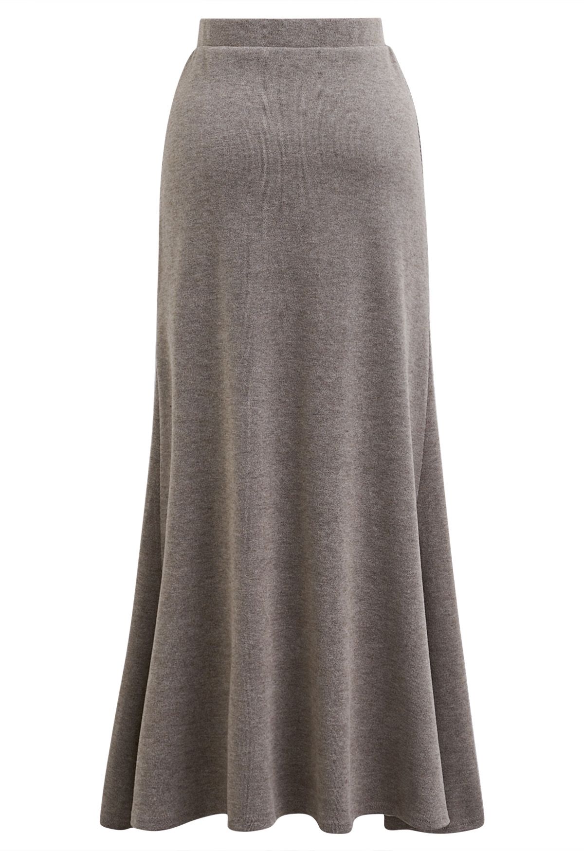 Soft Swirl Elegance Flare Maxi Skirt in Taupe