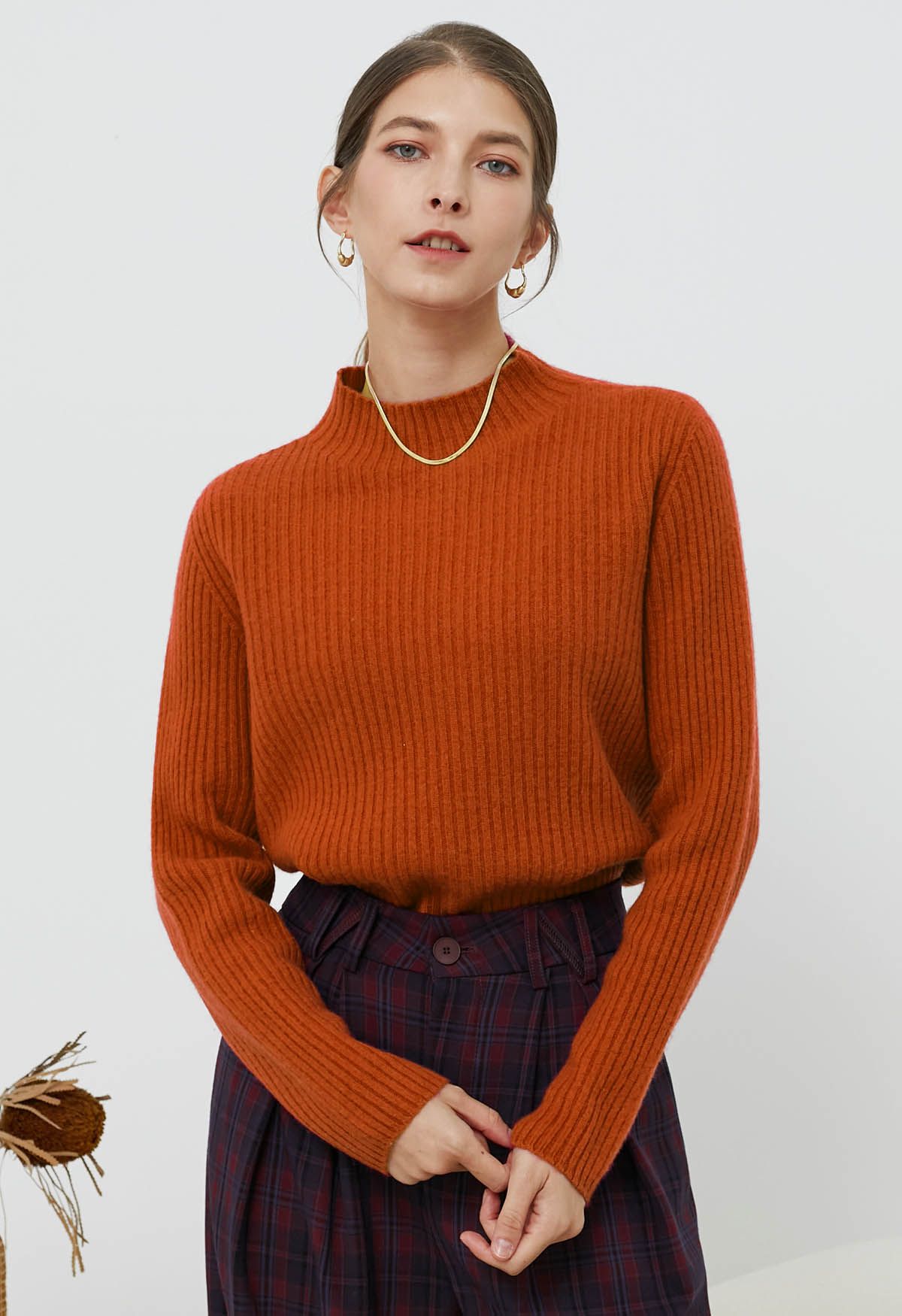 Orange mock neck best sale