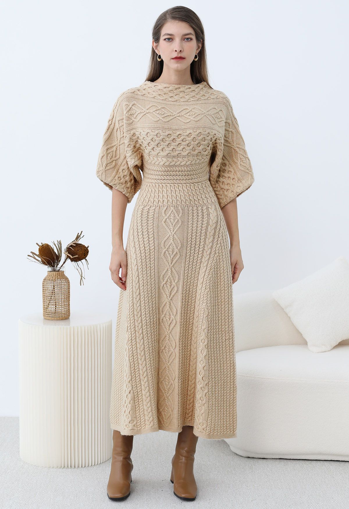 Long cable knit dress hotsell