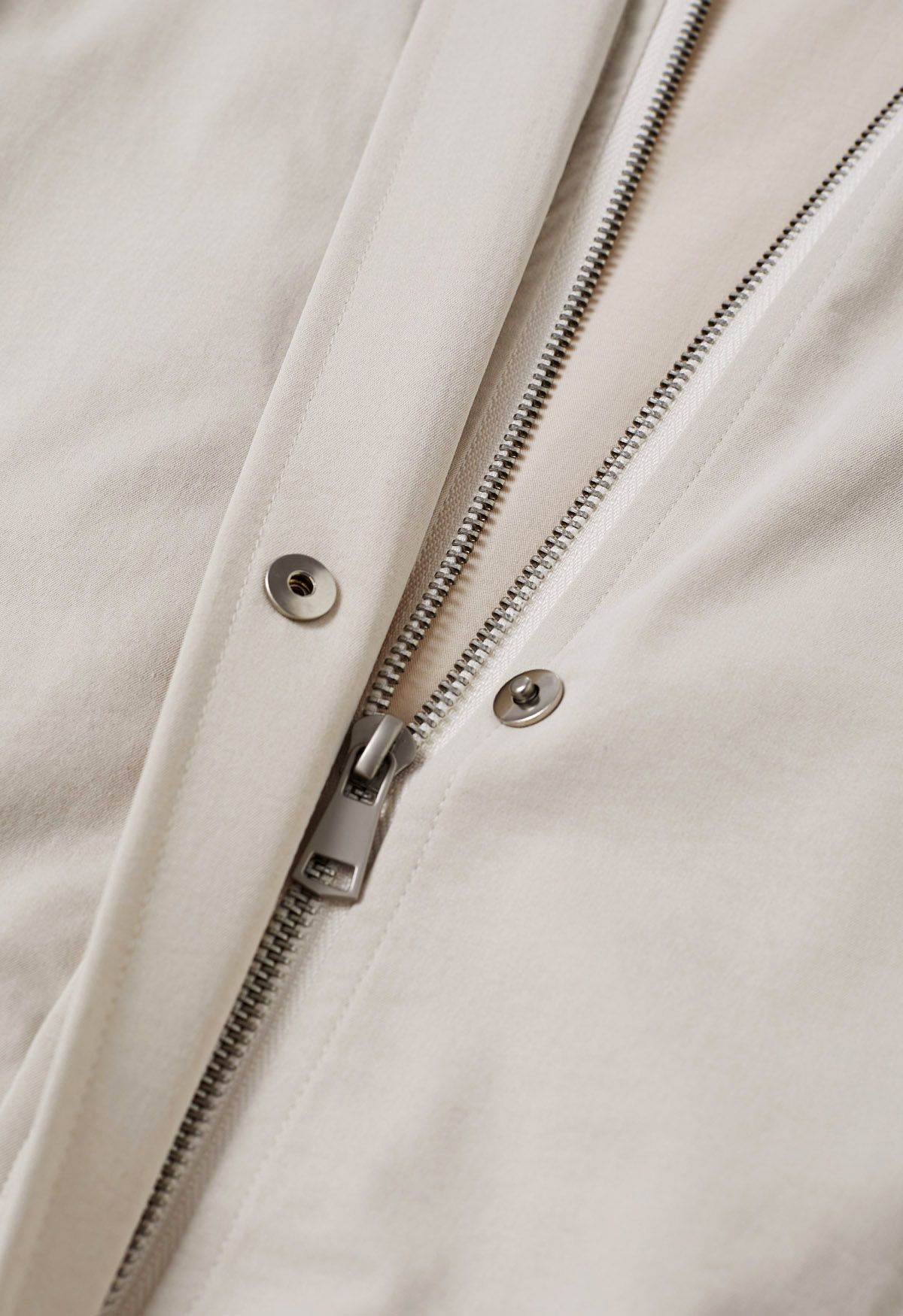 Laid-Back Side Pocket Drawstring Parka in Ivory