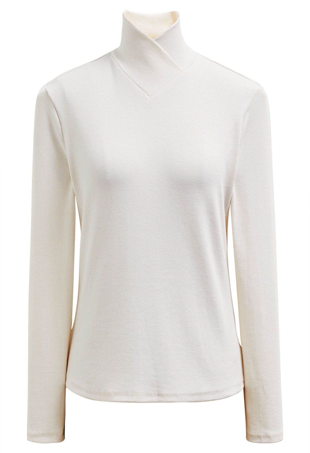 Long sleeve white mock neck top on sale