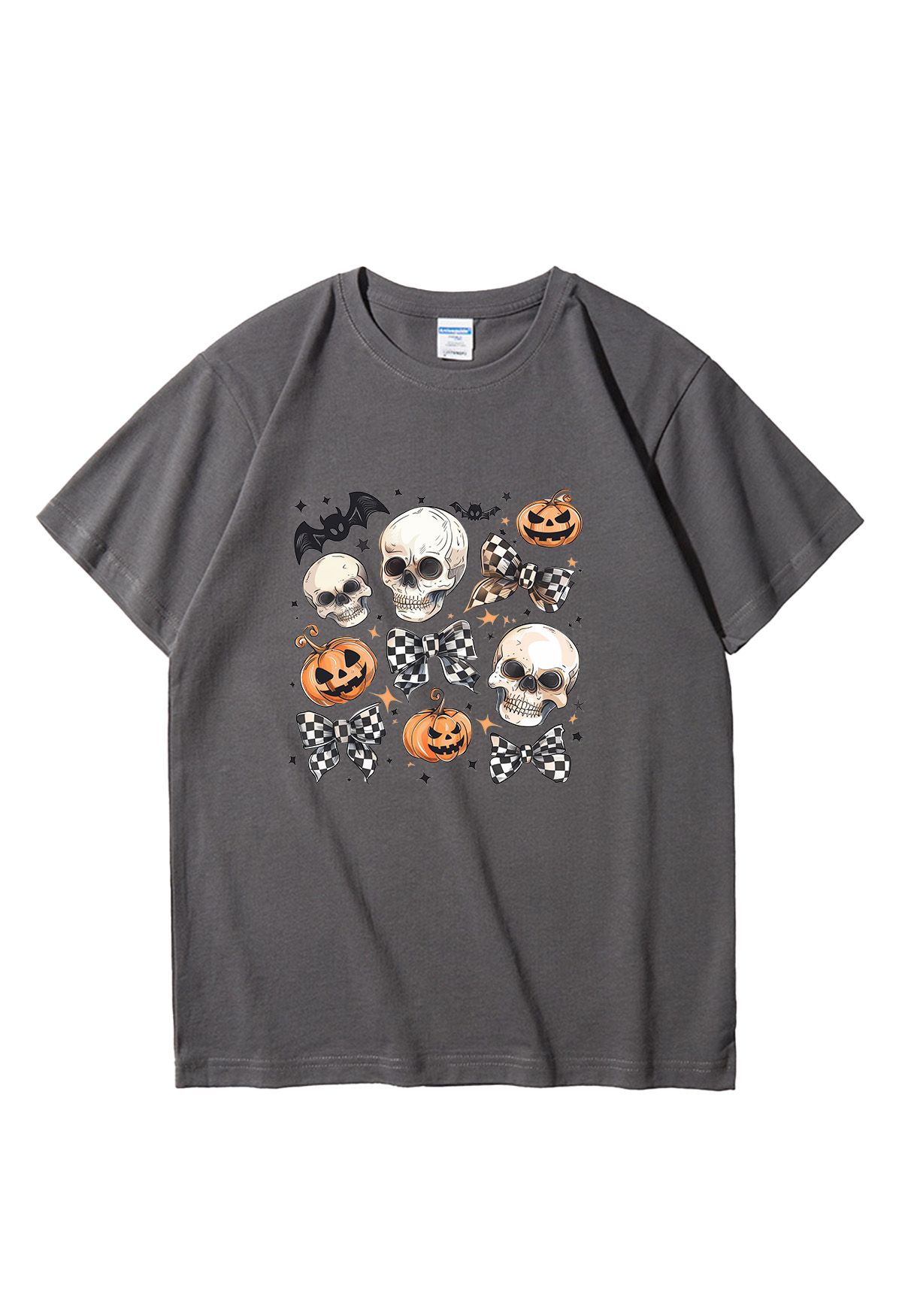 Skulls and Checkered Bows Pattern T-Shirt