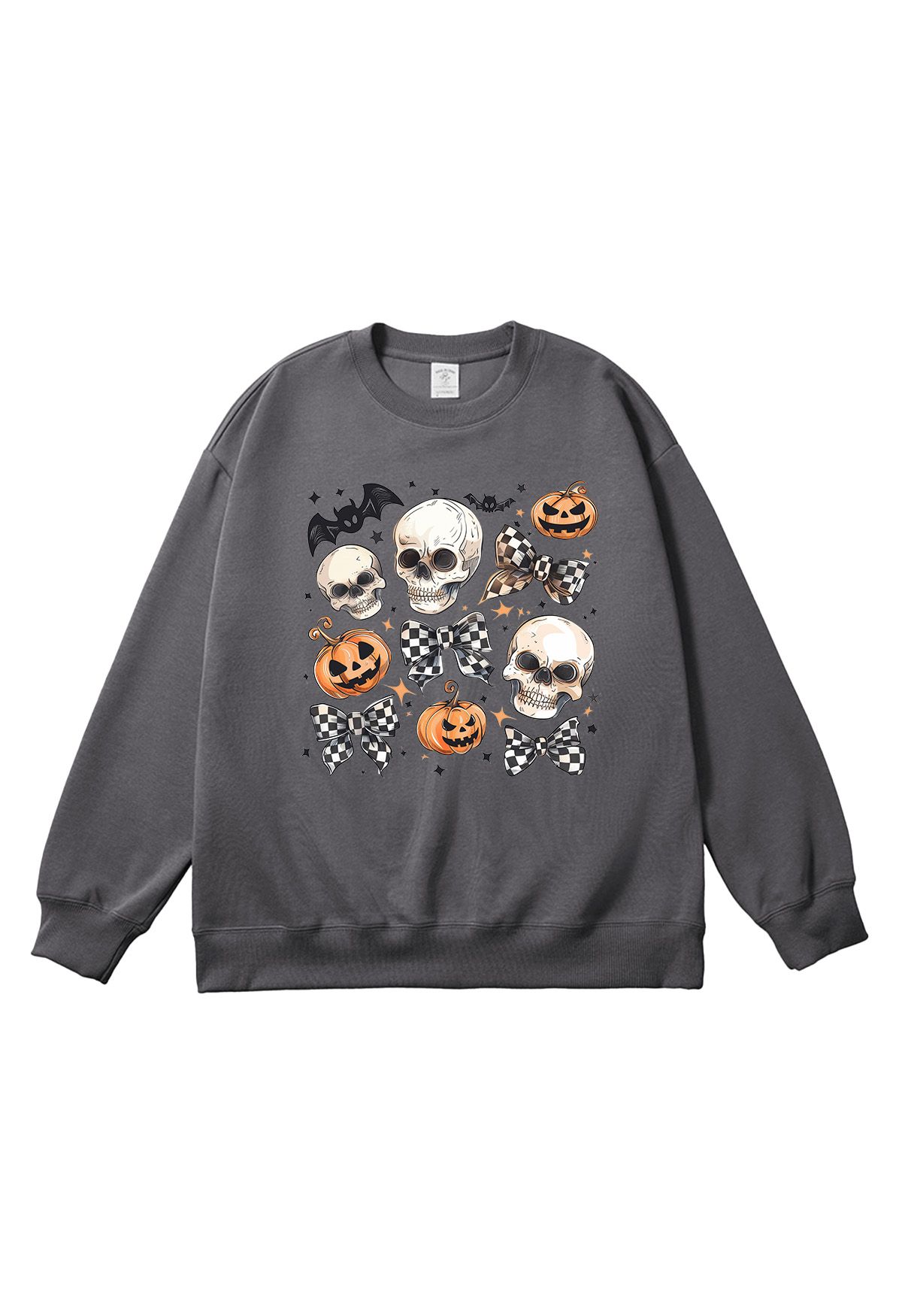 Skulls and Checkered Bows Pattern Sweatshirt