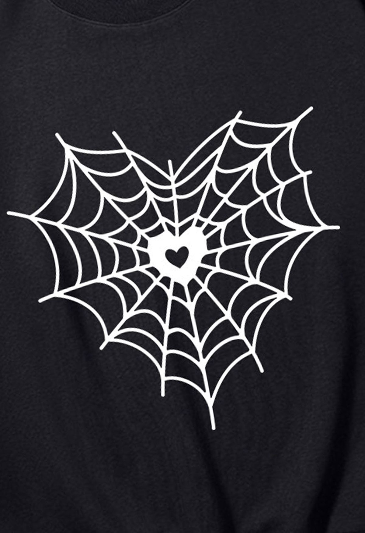 White Heart Spider Web Pattern Sweatshirt