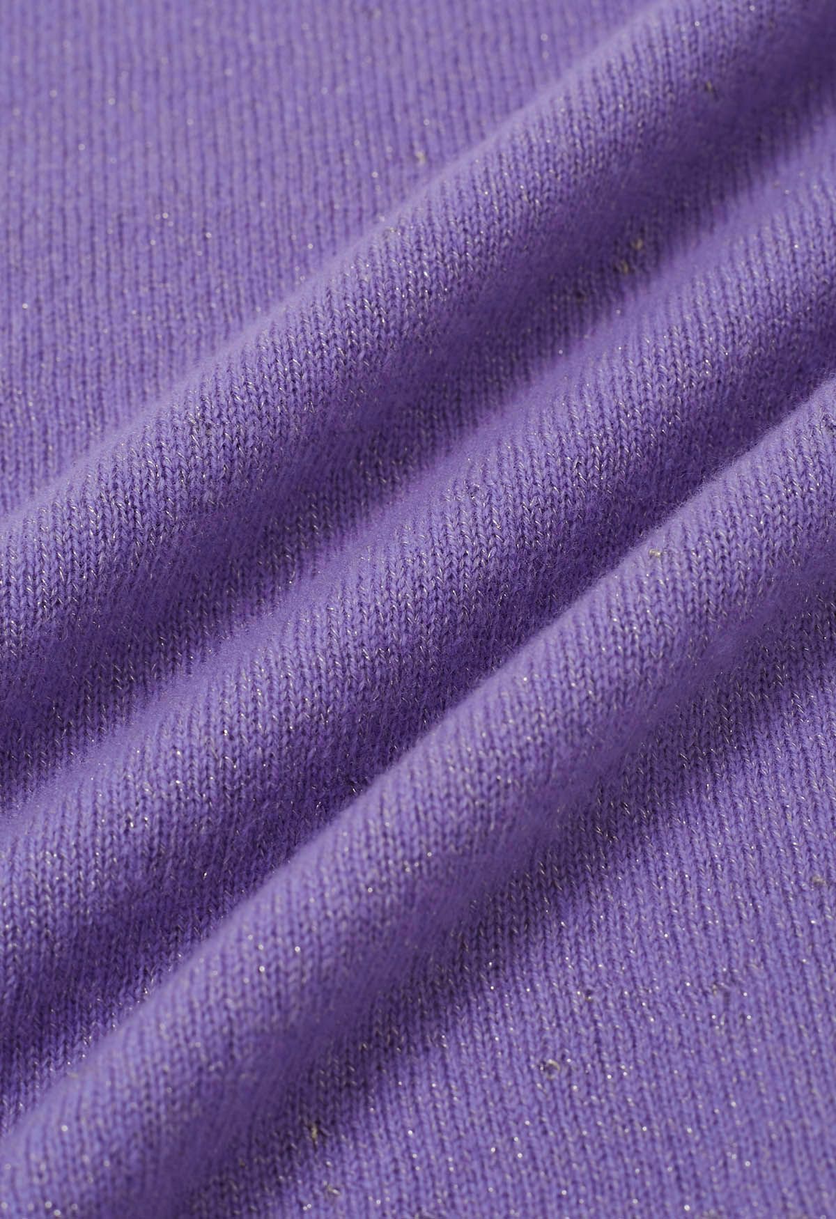 Integral Metallic Thread Mock Neck Wool Sweater in Purple