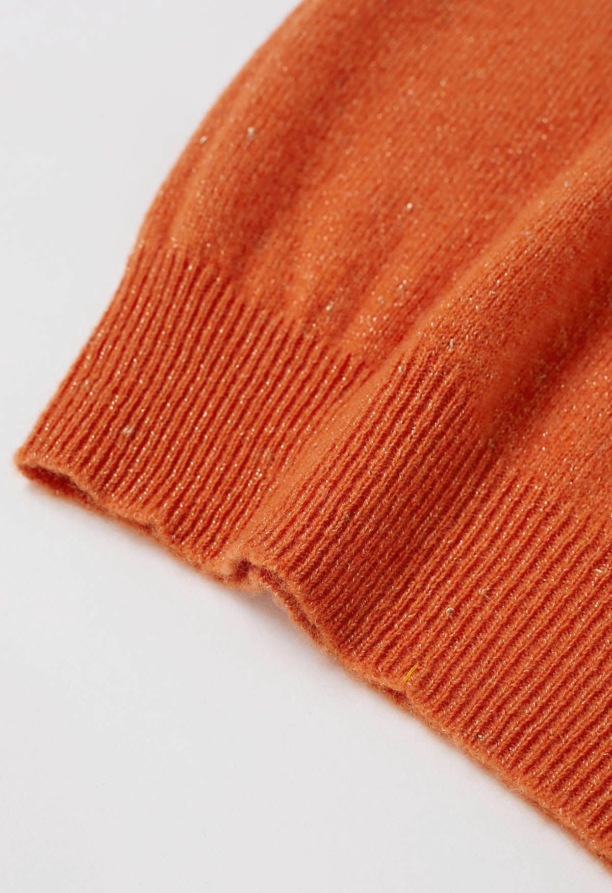 Integral Metallic Thread Mock Neck Wool Sweater in Orange