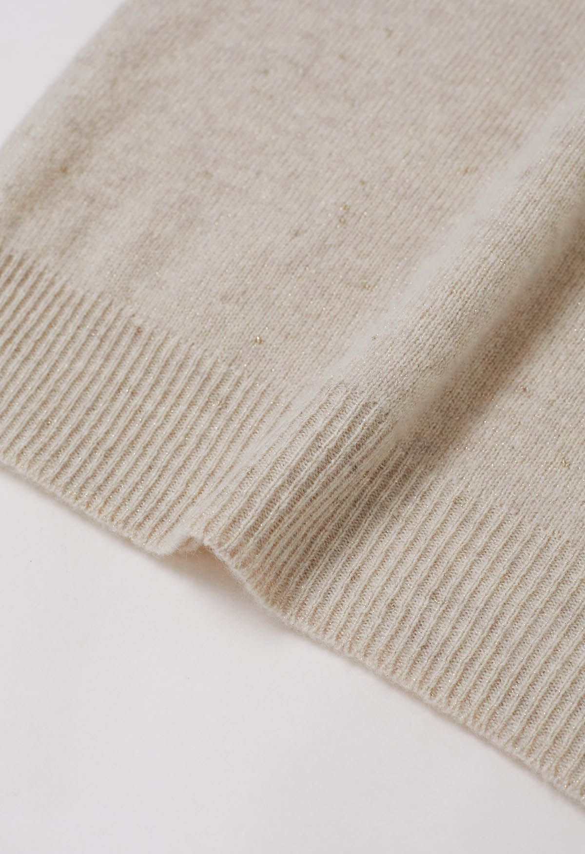 Integral Metallic Thread Mock Neck Wool Sweater in Oatmeal