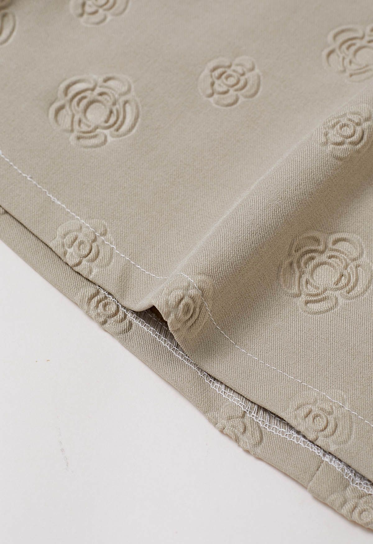 Embossed Rose Mini Bud Skirt in Taupe