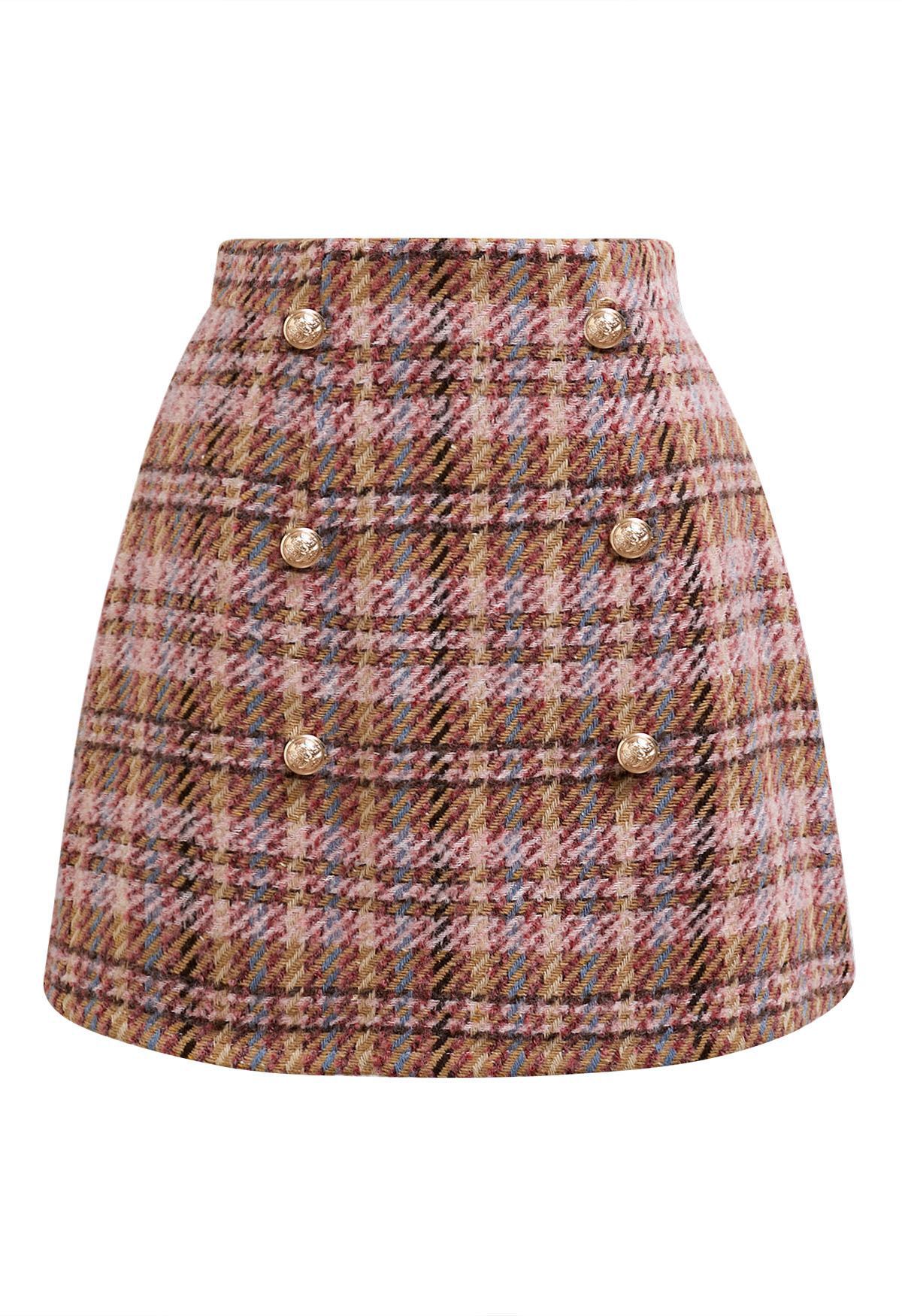 Plaid skirt pink best sale