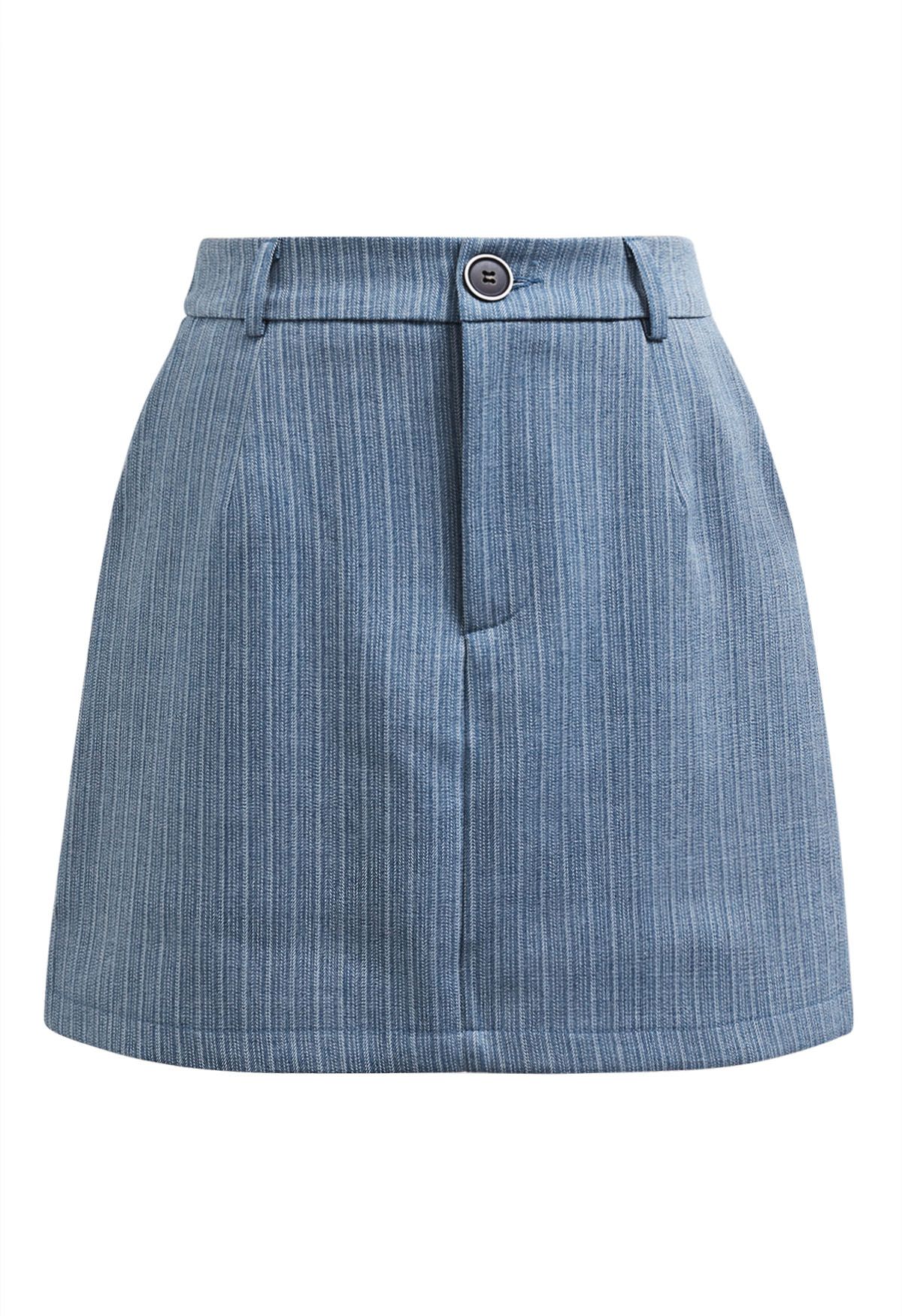 Everlasting Striped Side Pocket Mini Skorts in Blue