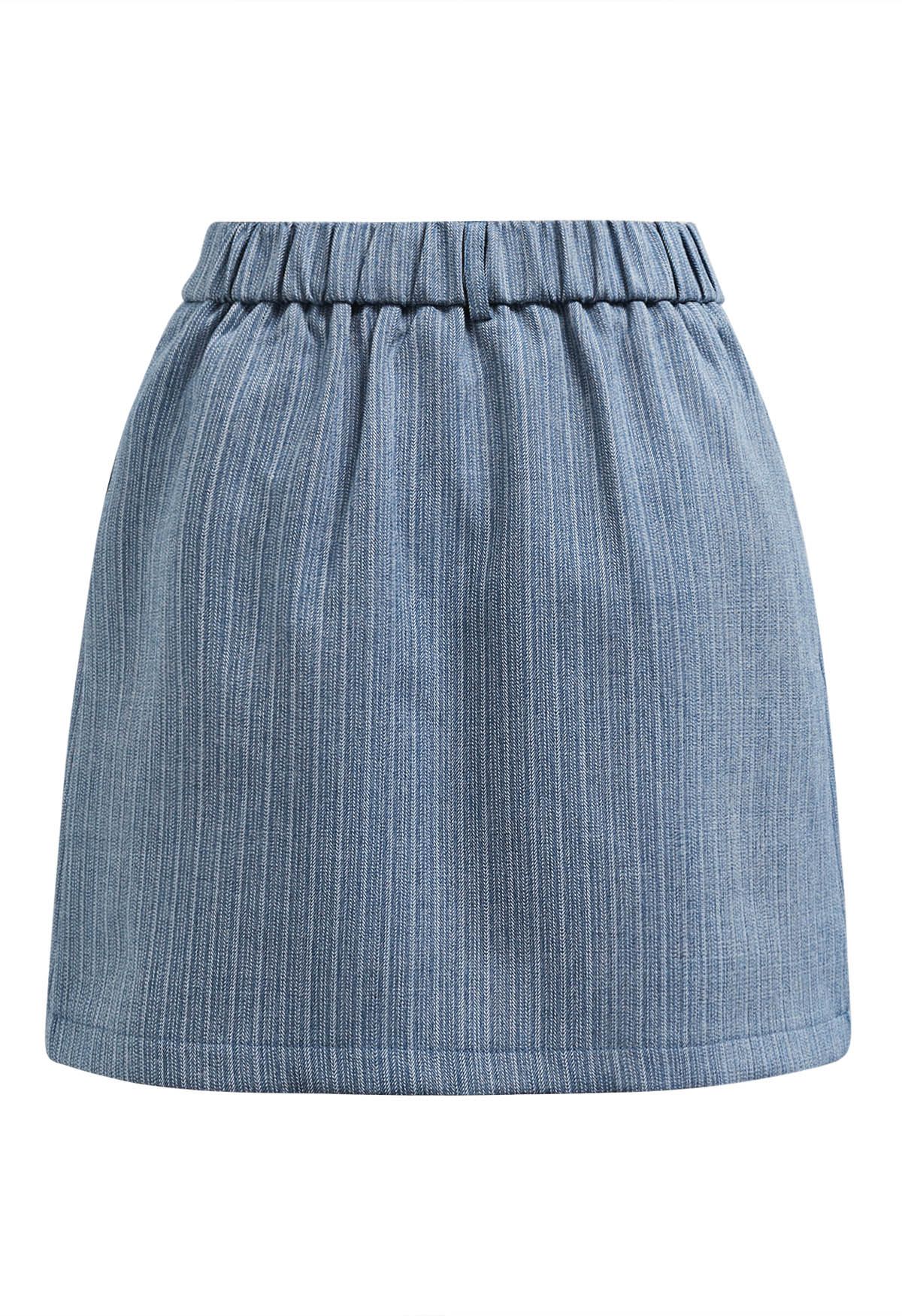 Everlasting Striped Side Pocket Mini Skorts in Blue