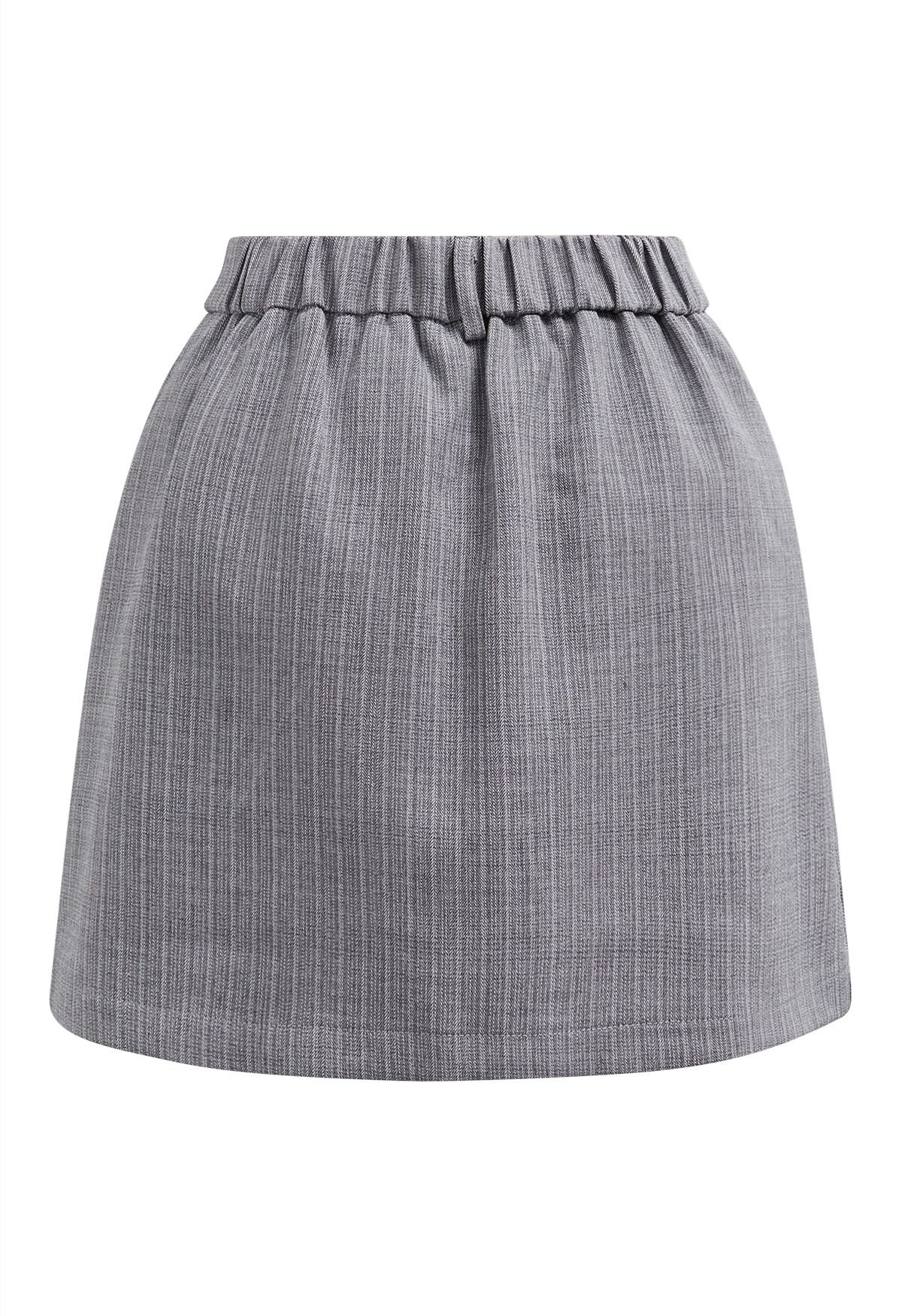 Everlasting Striped Side Pocket Mini Skorts in Grey