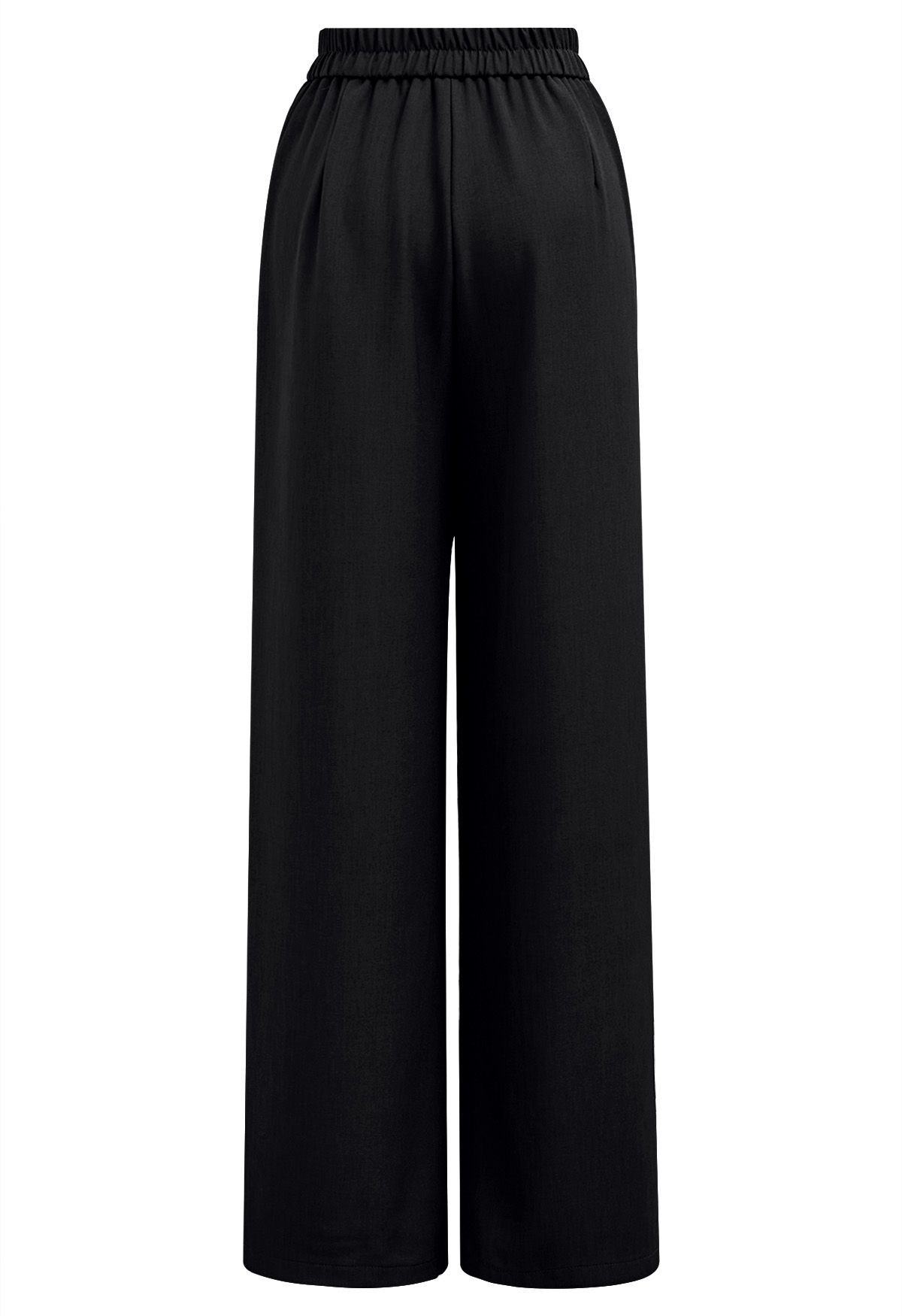 Asymmetric Flap Buttoned Straight-Leg Pants in Black