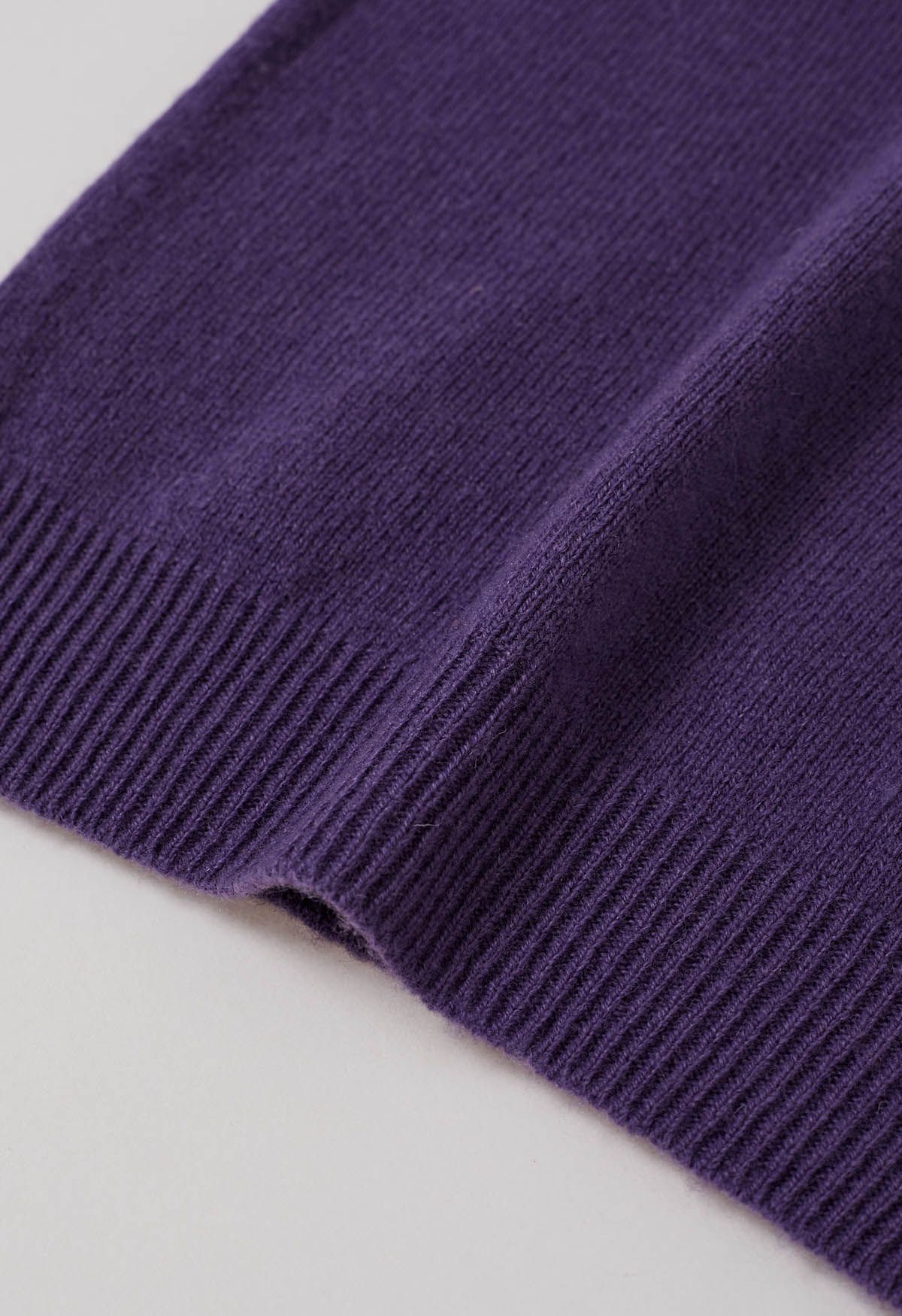 Heartwarming Mock Neck Long-Sleeve Wool Sweater in Purple