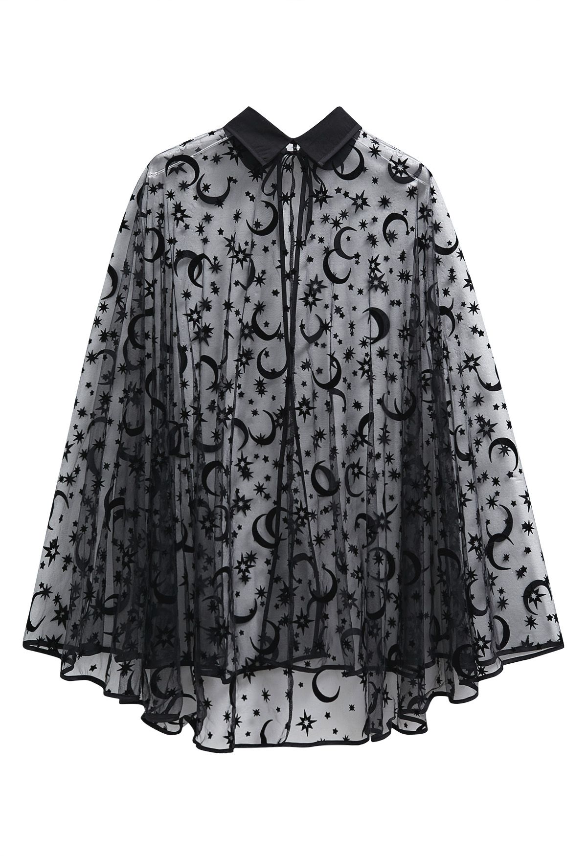 Moonlight Sonata Tie-Neck Mesh Tulle Cloak