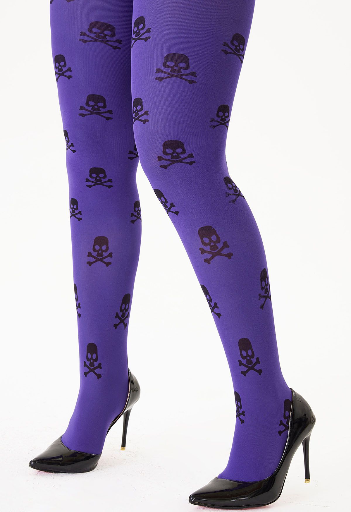 Purple Skull Pattern Tights