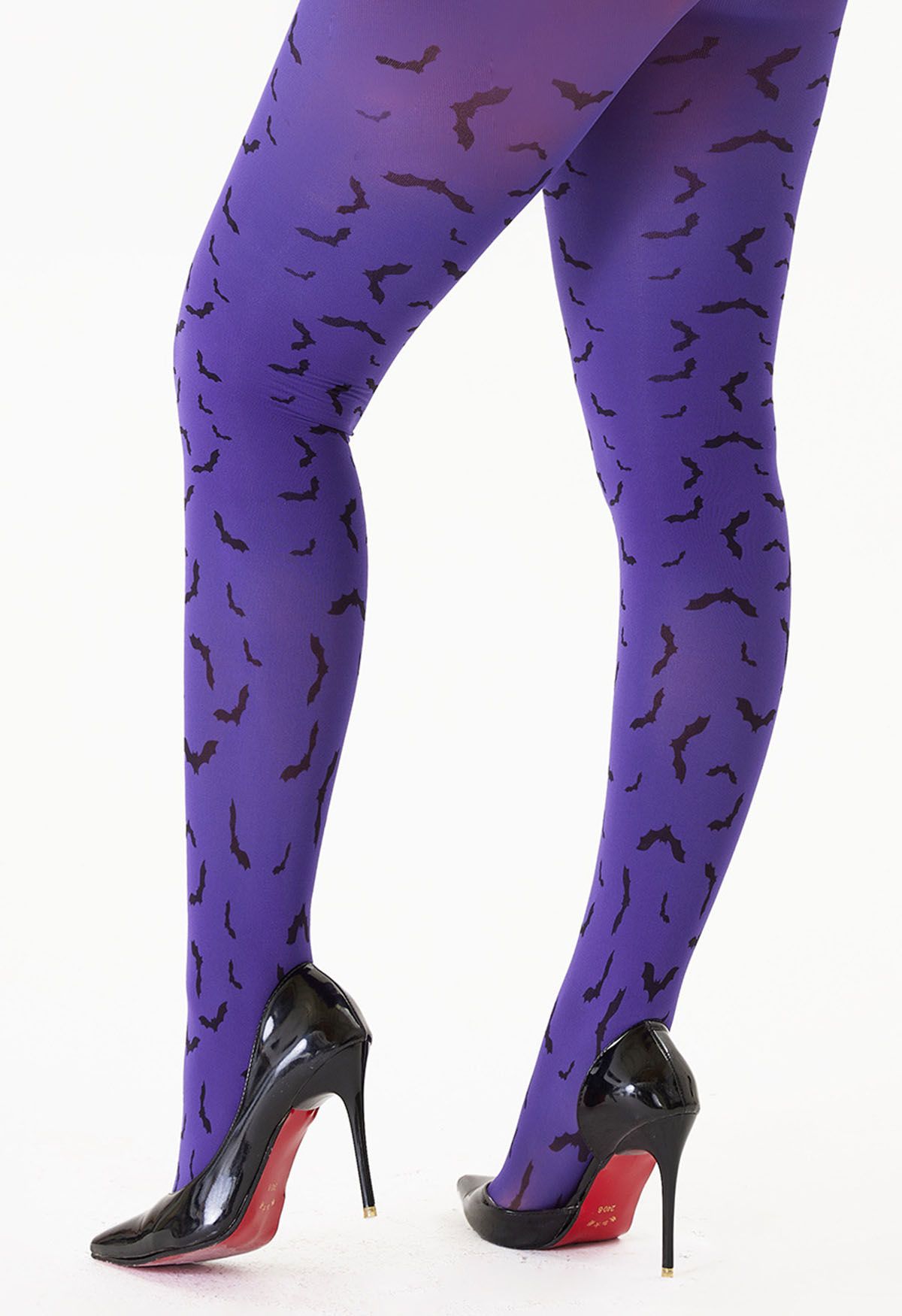 Halloween Bat Print Tights in Purple