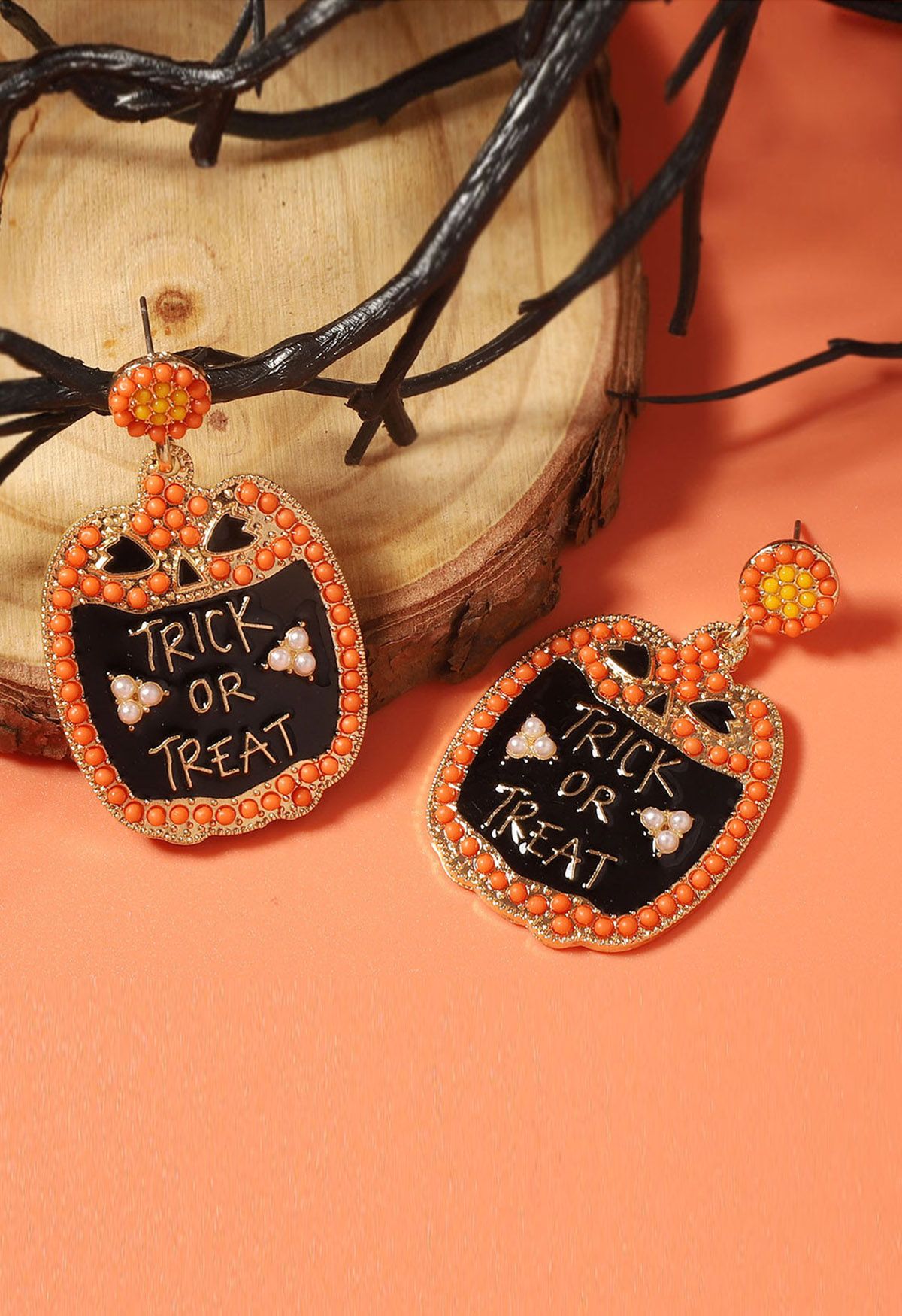 Trick or Treat Beaded Alloy Earrings