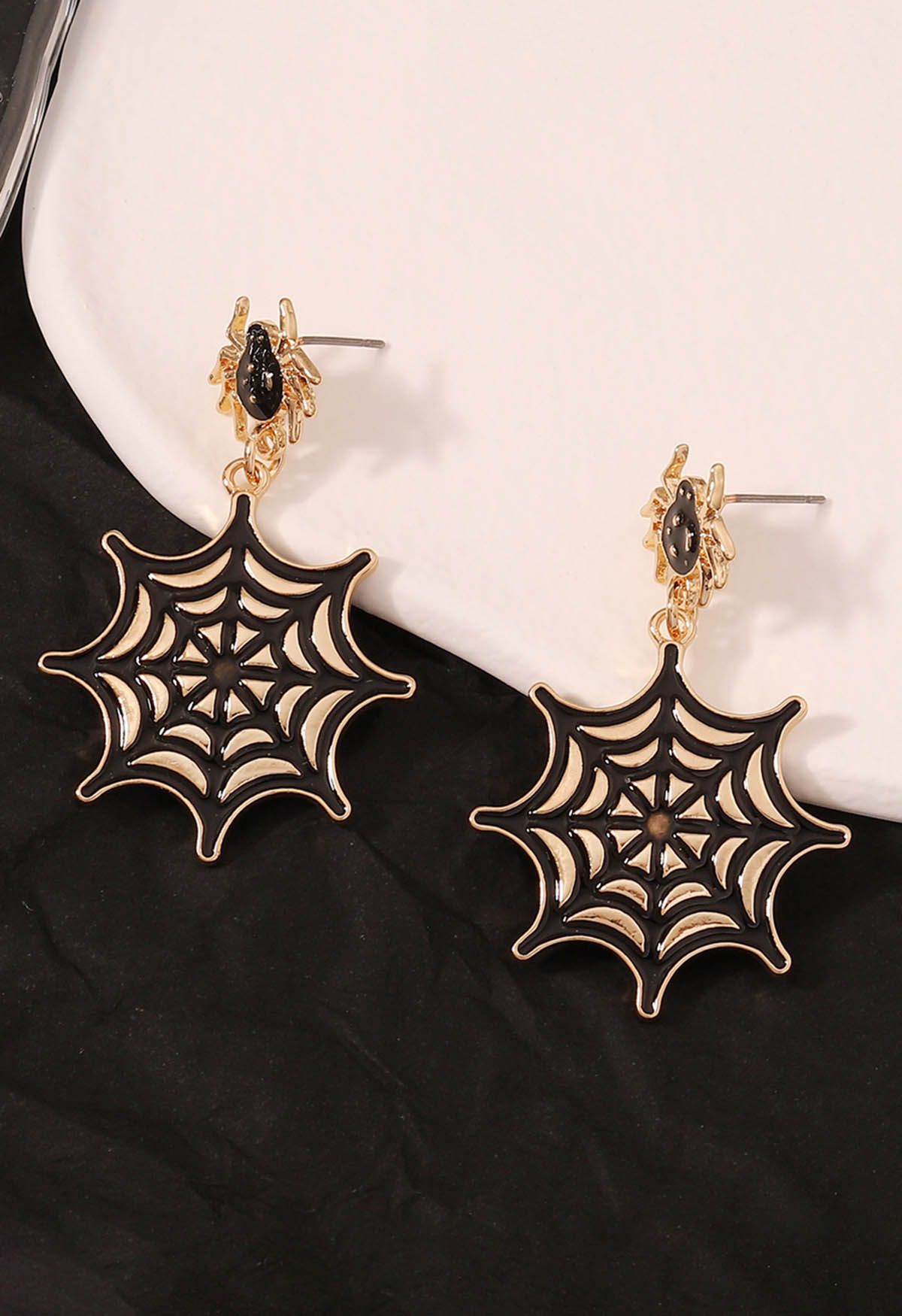 Black Spider Web Alloy Earrings