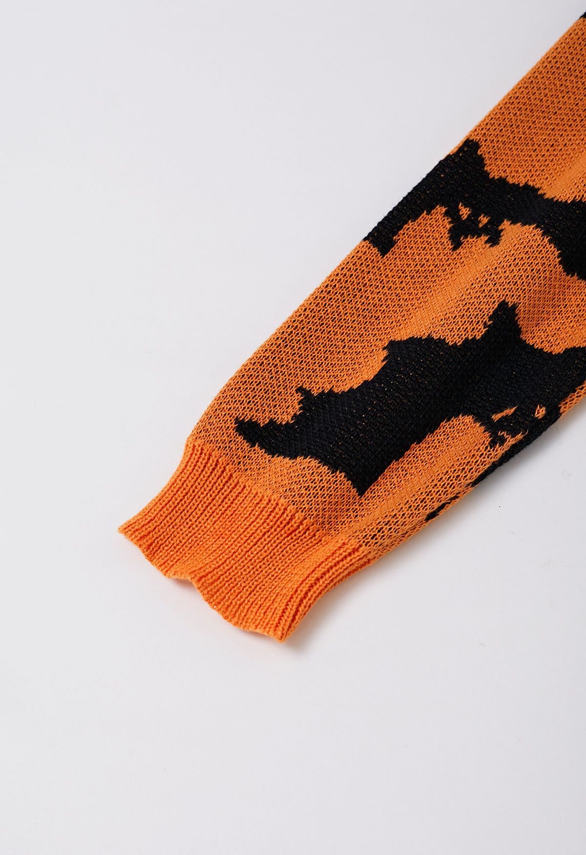 Spooky Bats Pattern Long-Sleeve Knit Sweater