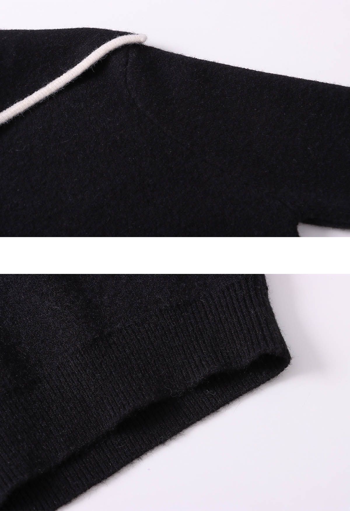 Contrast Detail Flap Collar Knit Sweater