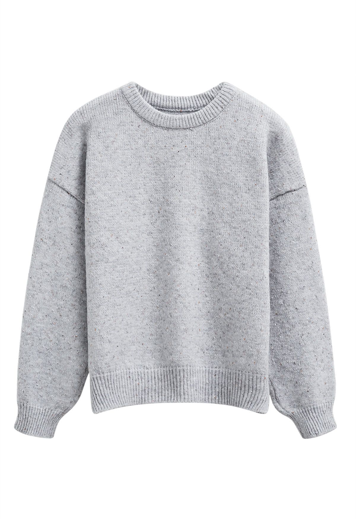 Fundamental Mix-Knit Ribbed Sweater in Grey