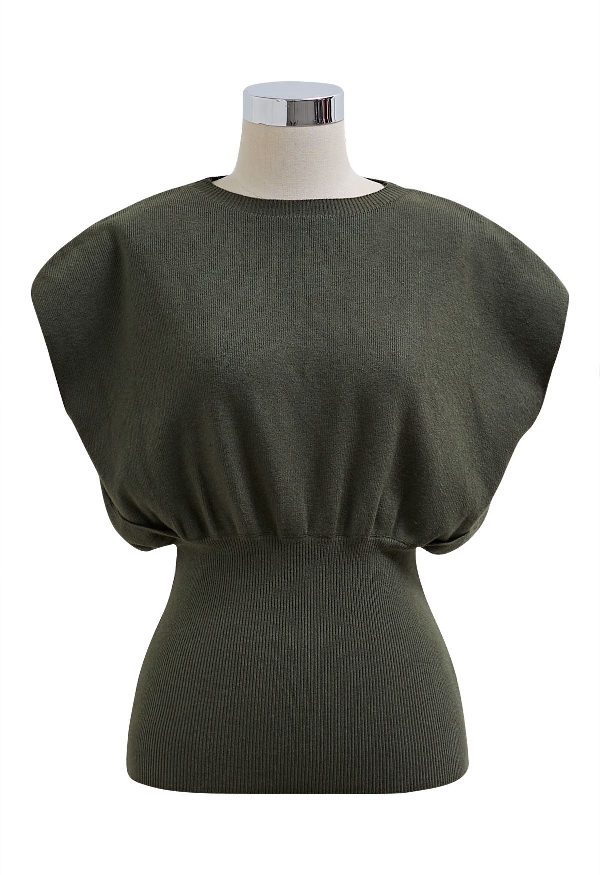 Gentle Knit Top and Belted High Waist Skirt Set in Army Green