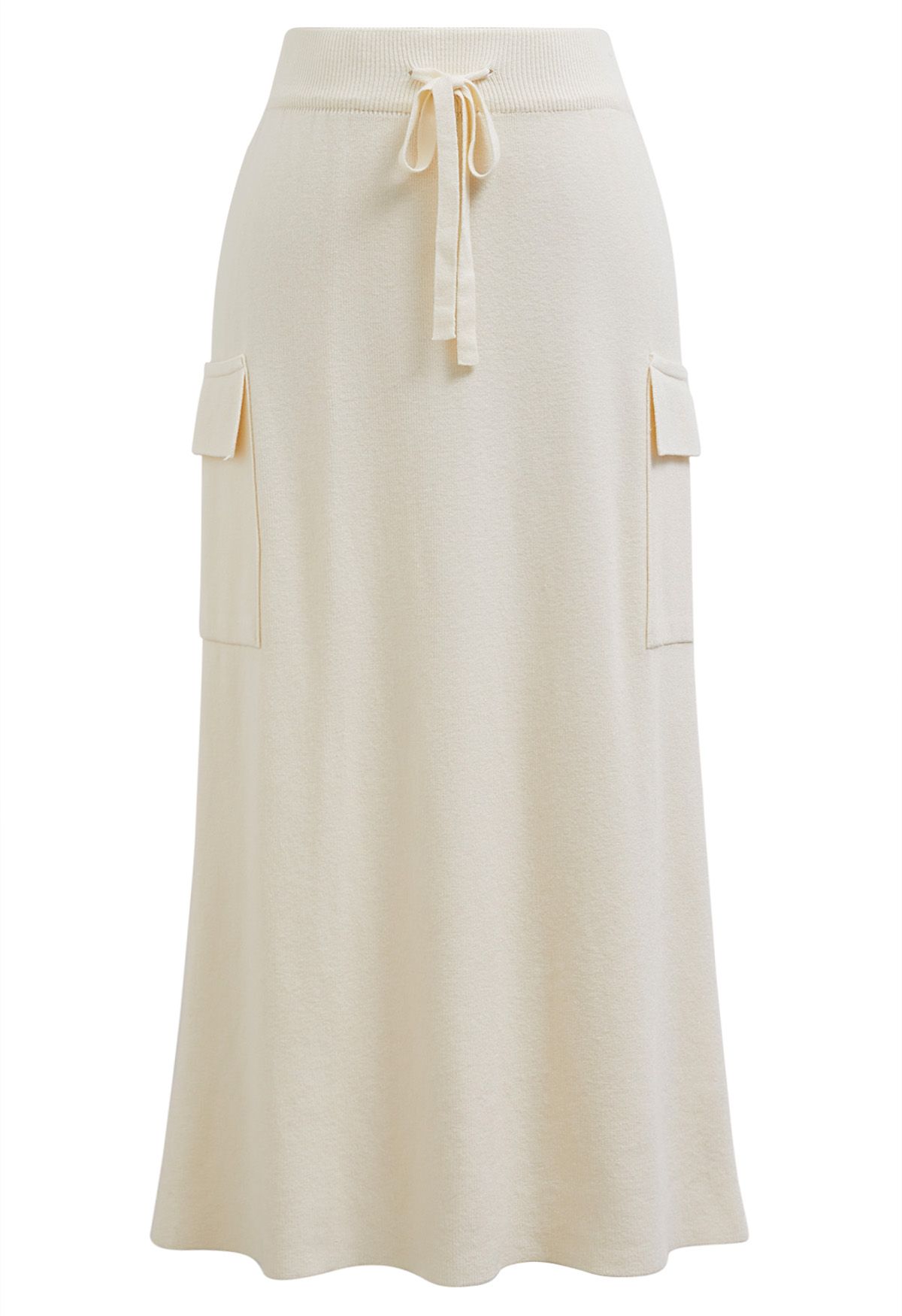 Cream midi skirt with pockets best sale