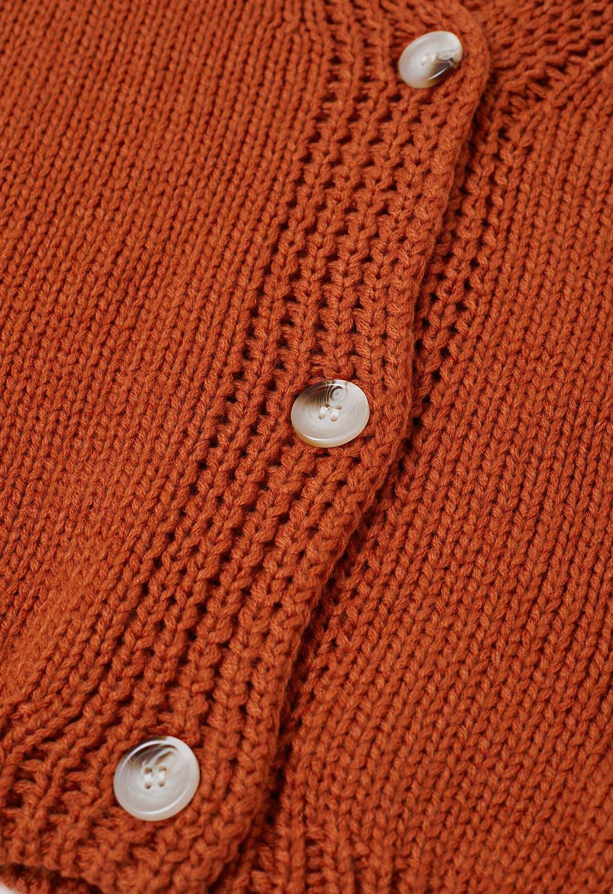 Mystic Bats Patch Buttoned Knit Cardigan in Pumpkin