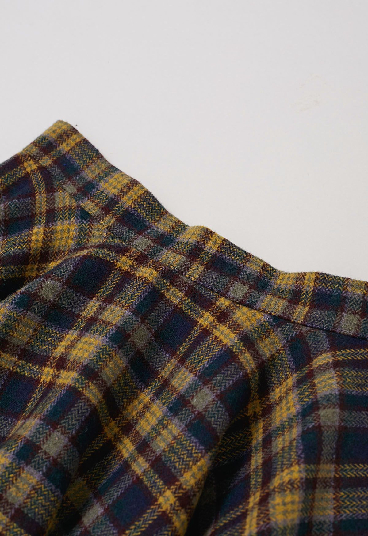 Effortless Plaid Pattern A-Line Skirt in Mustard