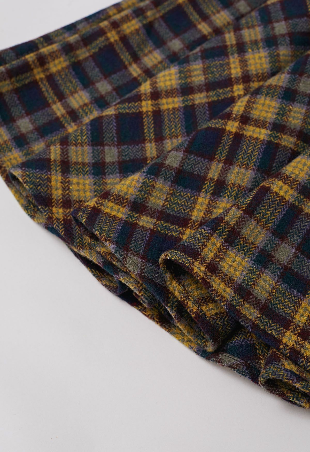 Effortless Plaid Pattern A-Line Skirt in Mustard