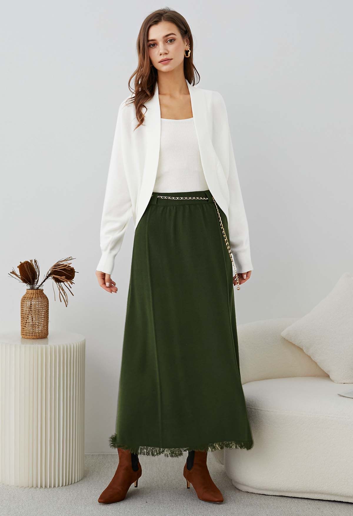 Military green maxi skirt best sale