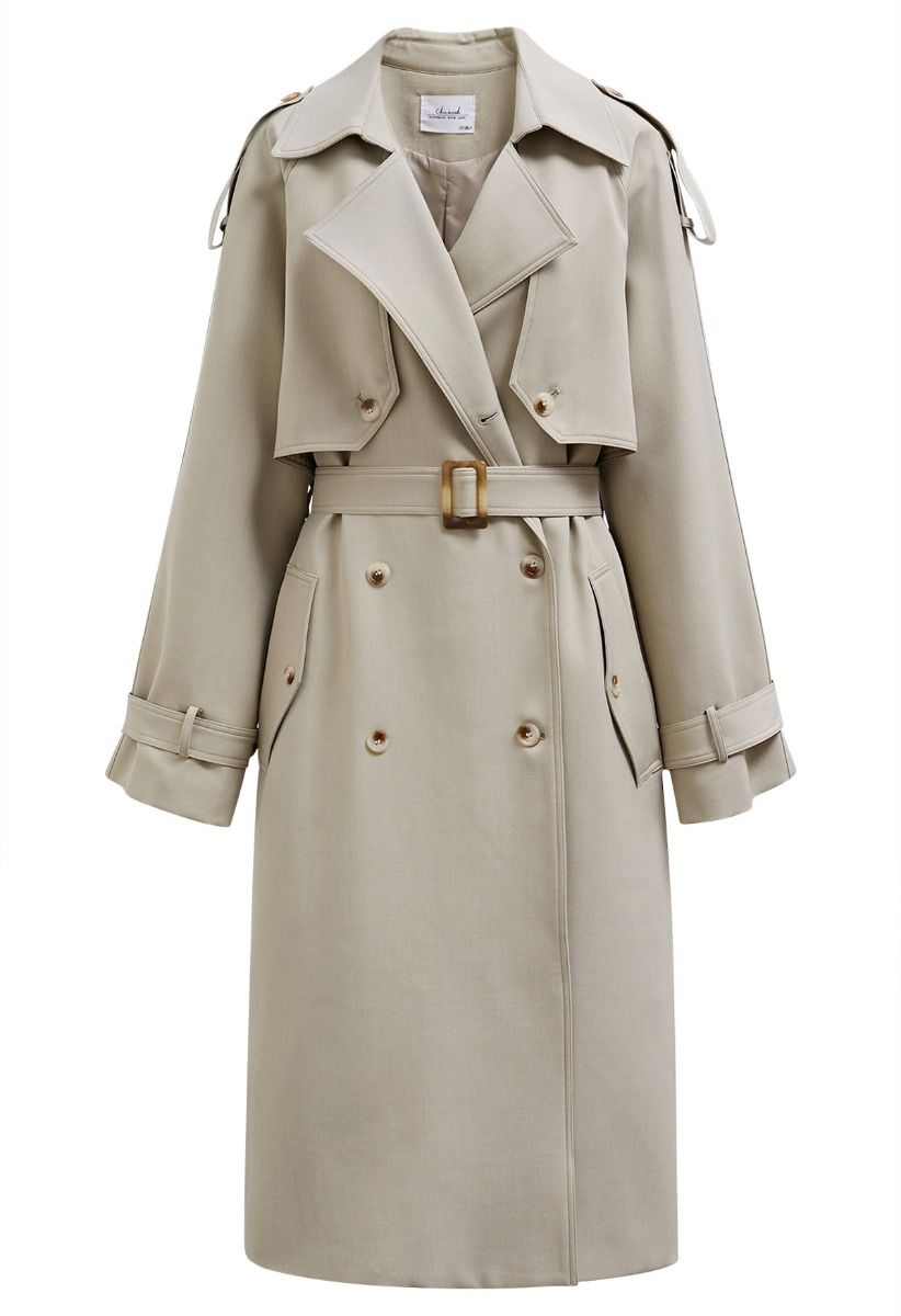 New Icon Double-Breasted Trench Coat in Light Khaki