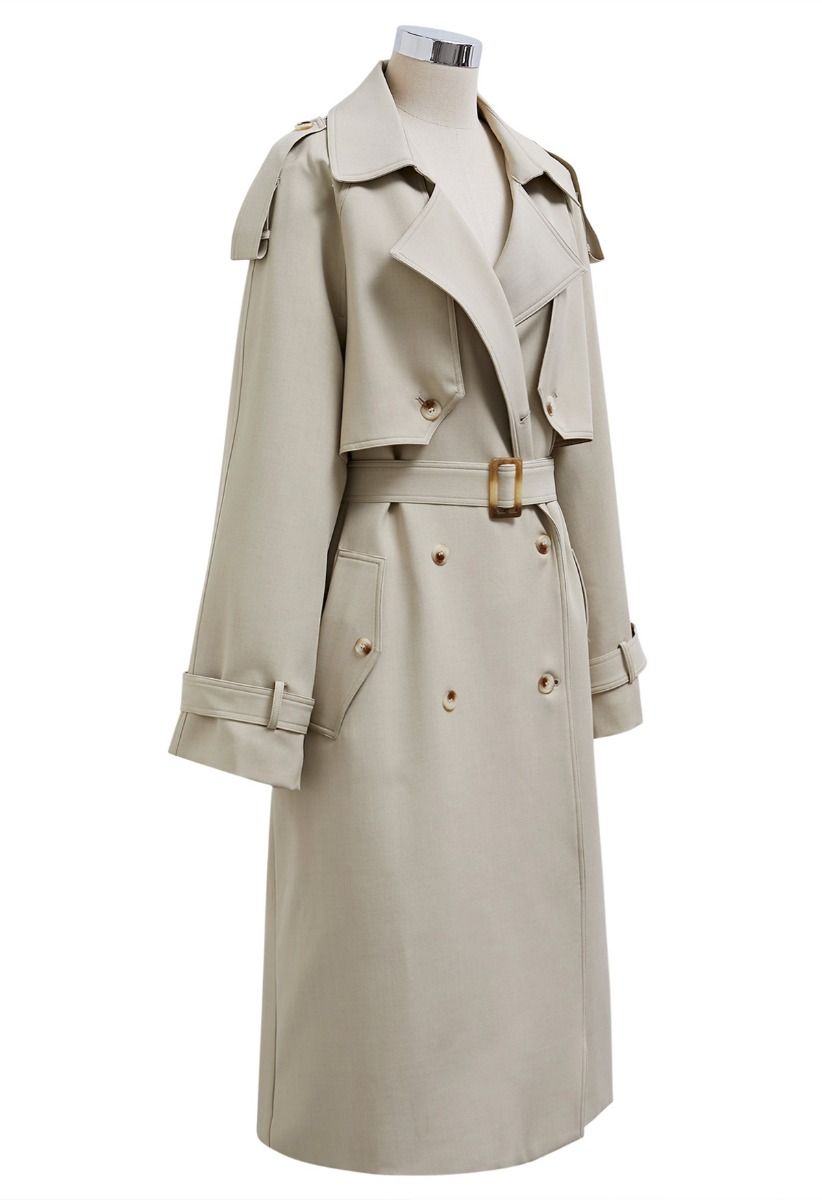 New Icon Double-Breasted Trench Coat in Light Khaki