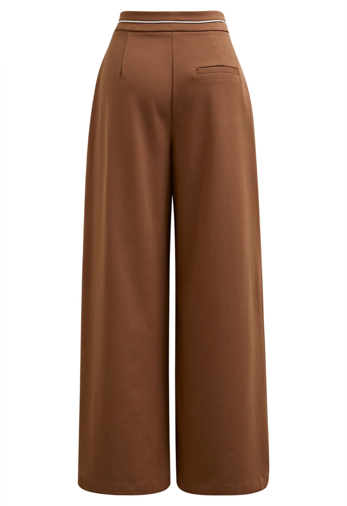 Contrast Piping Buttoned Pleats Palazzo Pants in Pumpkin