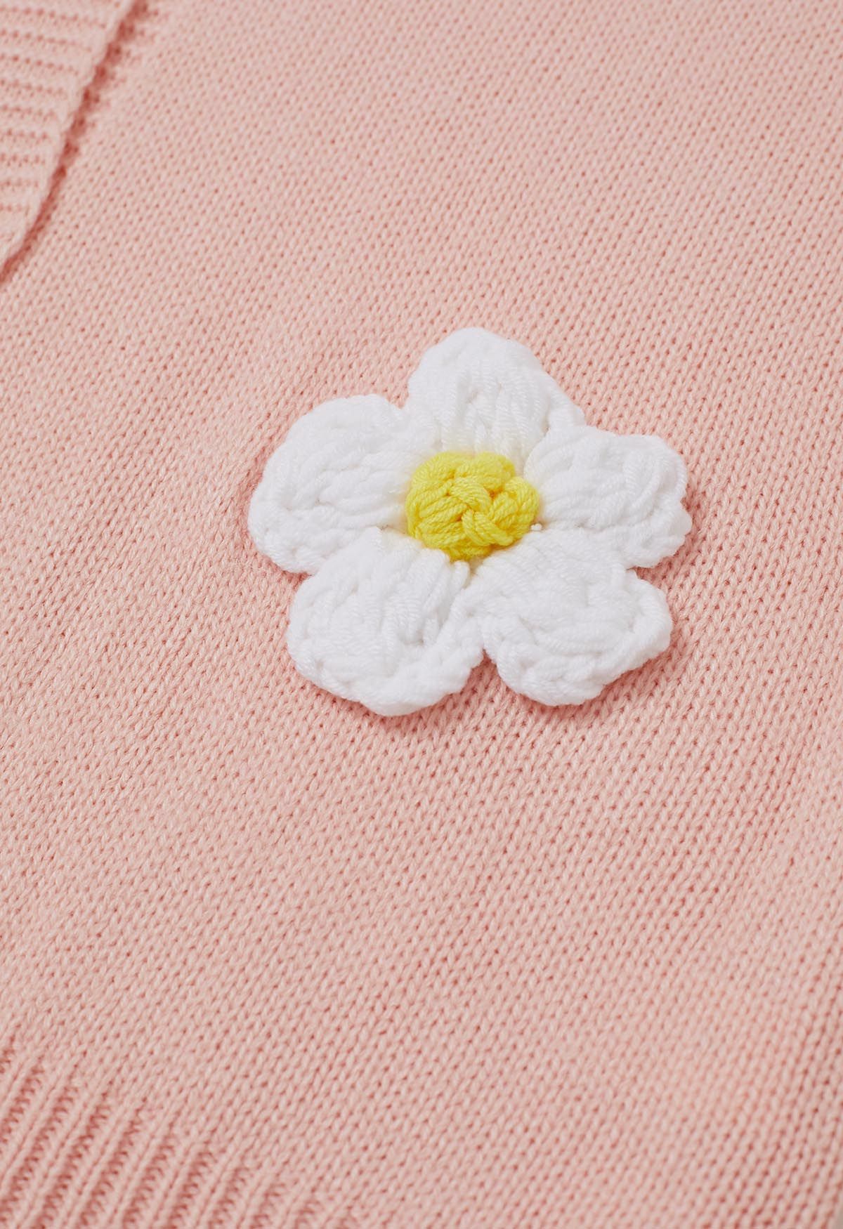 Lovely 3D Flower Buttoned Knit Cardigan in Light Pink Retro Indie and Unique Fashion