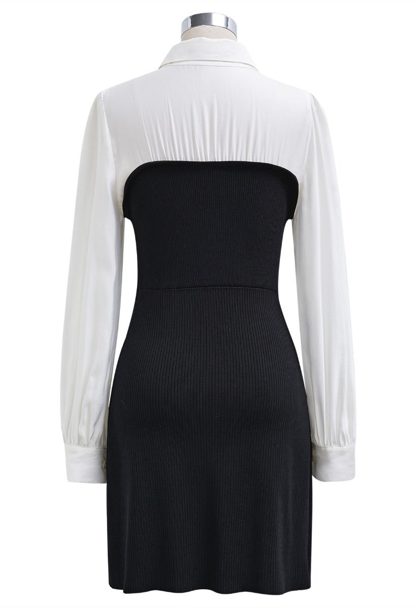 Subtle Button Bustier Spliced Knit Dress