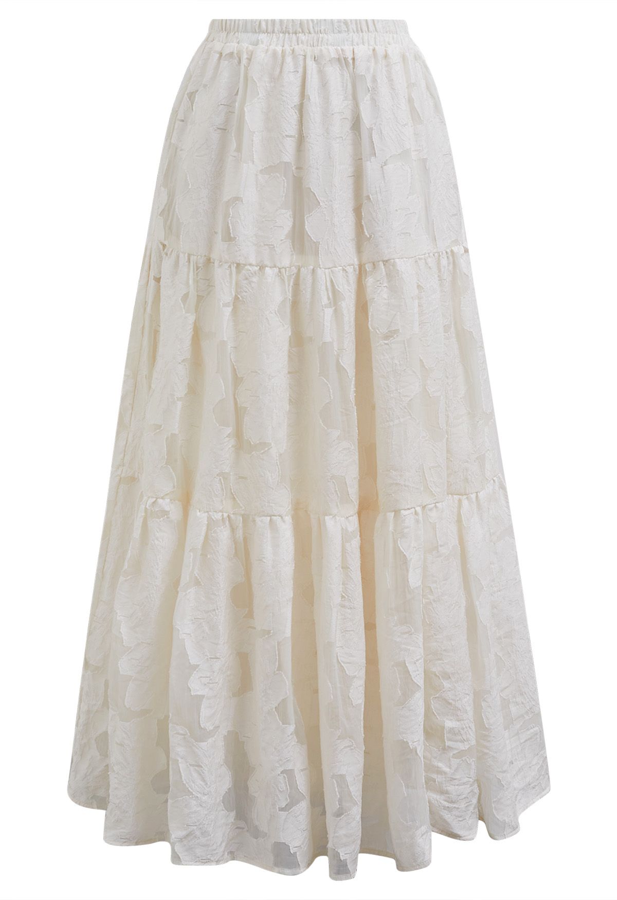 Make Your Day Floral Jacquard Maxi Skirt in Cream